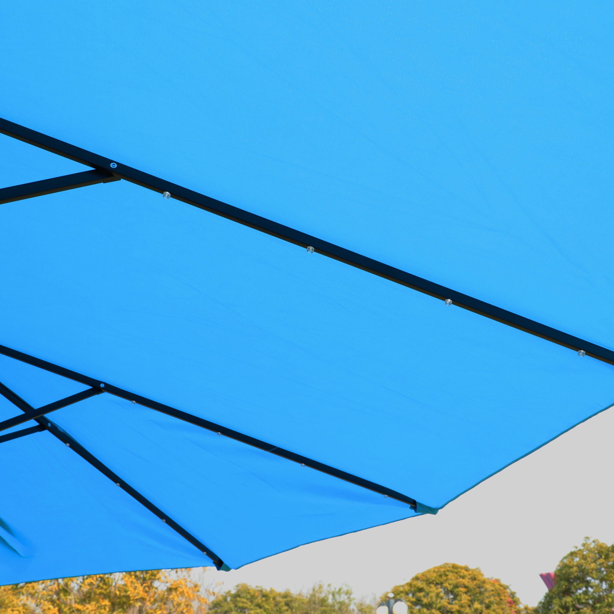 Double- Sided Outdoor Market Umbrella With Lights And Base