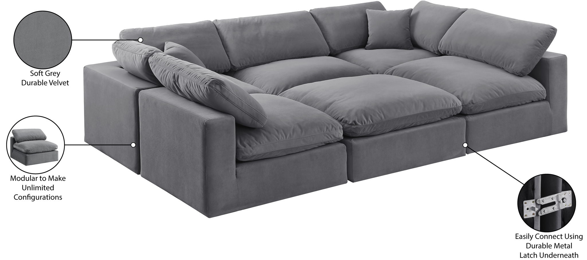 Comfy - 6 Piece Velvet Sectional