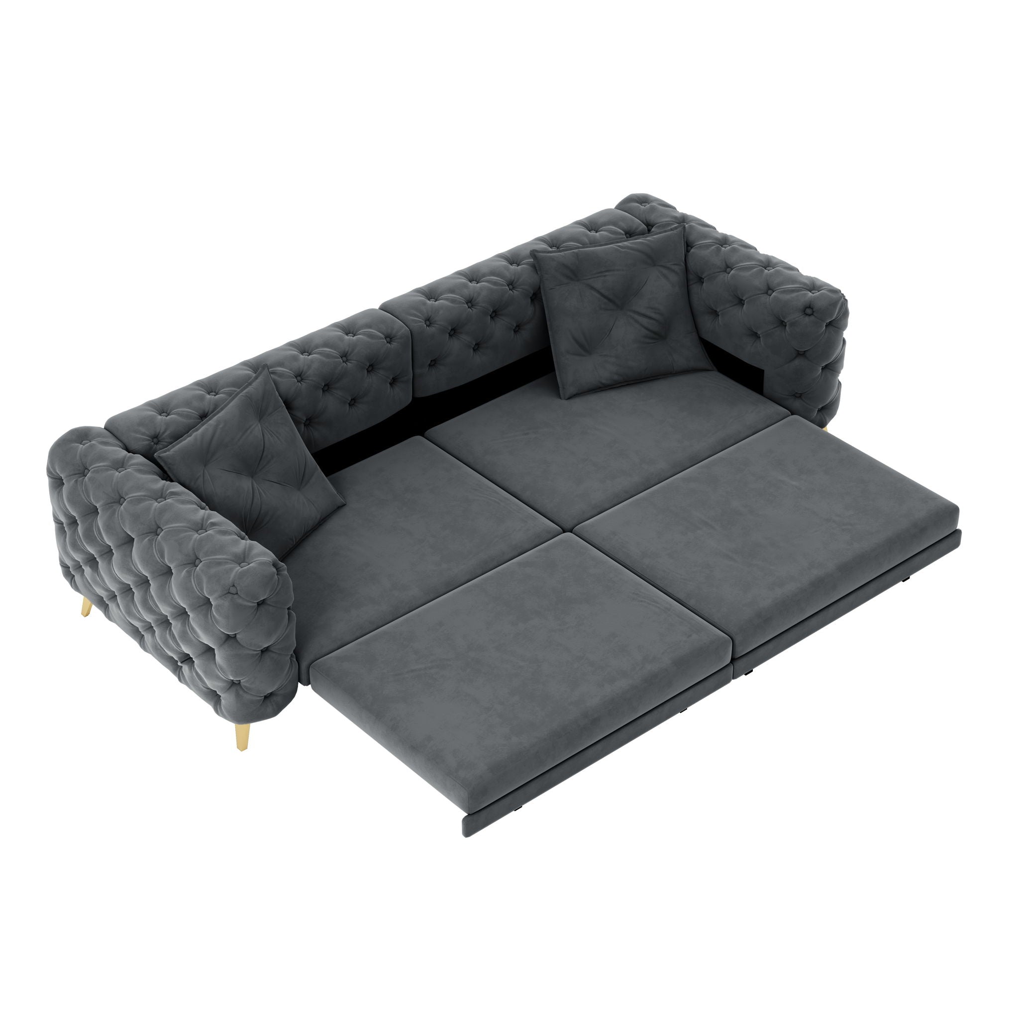 3 In 1 Convertible Sleeper, Deep Seat Pull Out Sofa Bed, Button Tufted