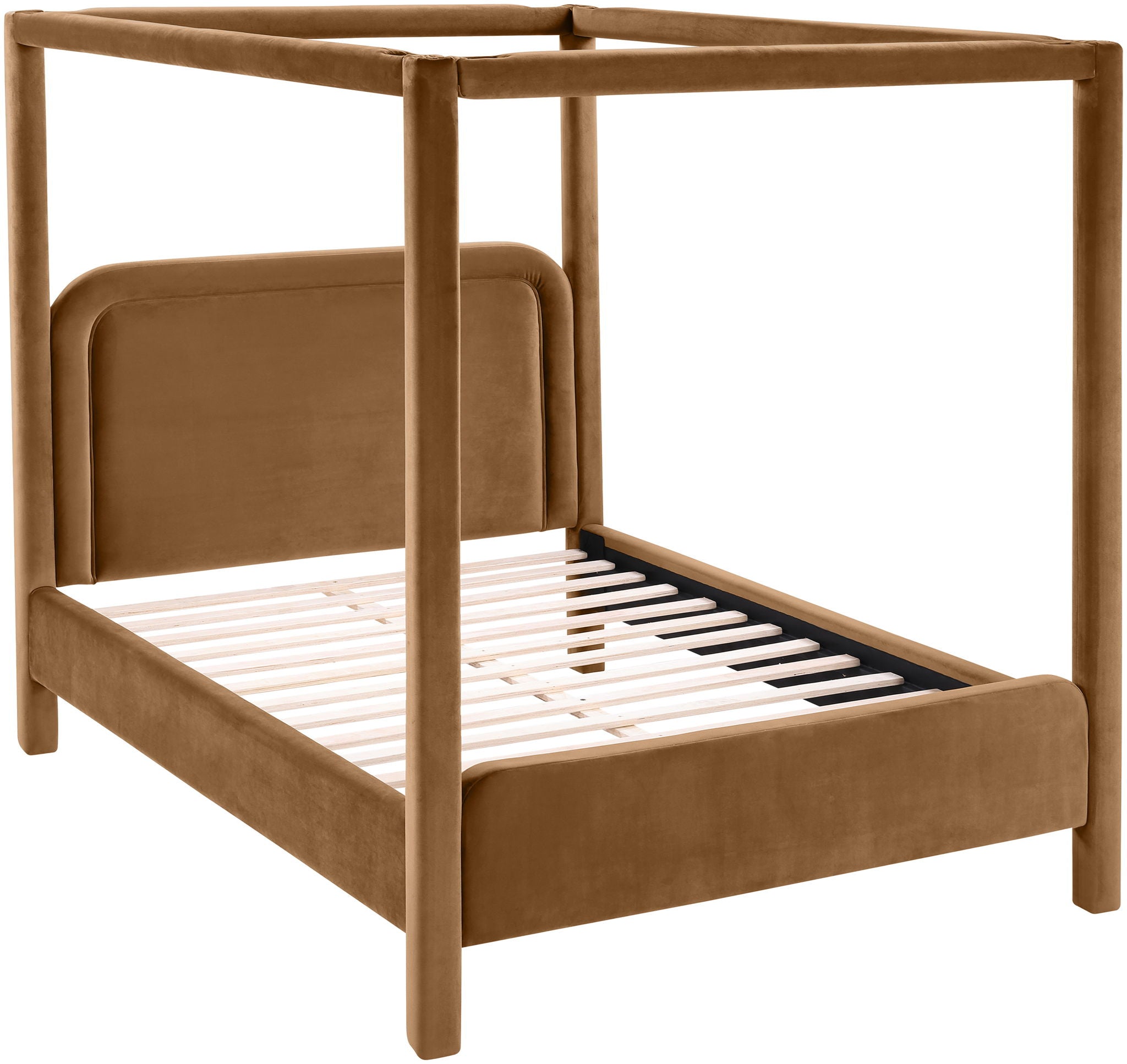 Salina - Velvet Upholstered Bed - Saddle