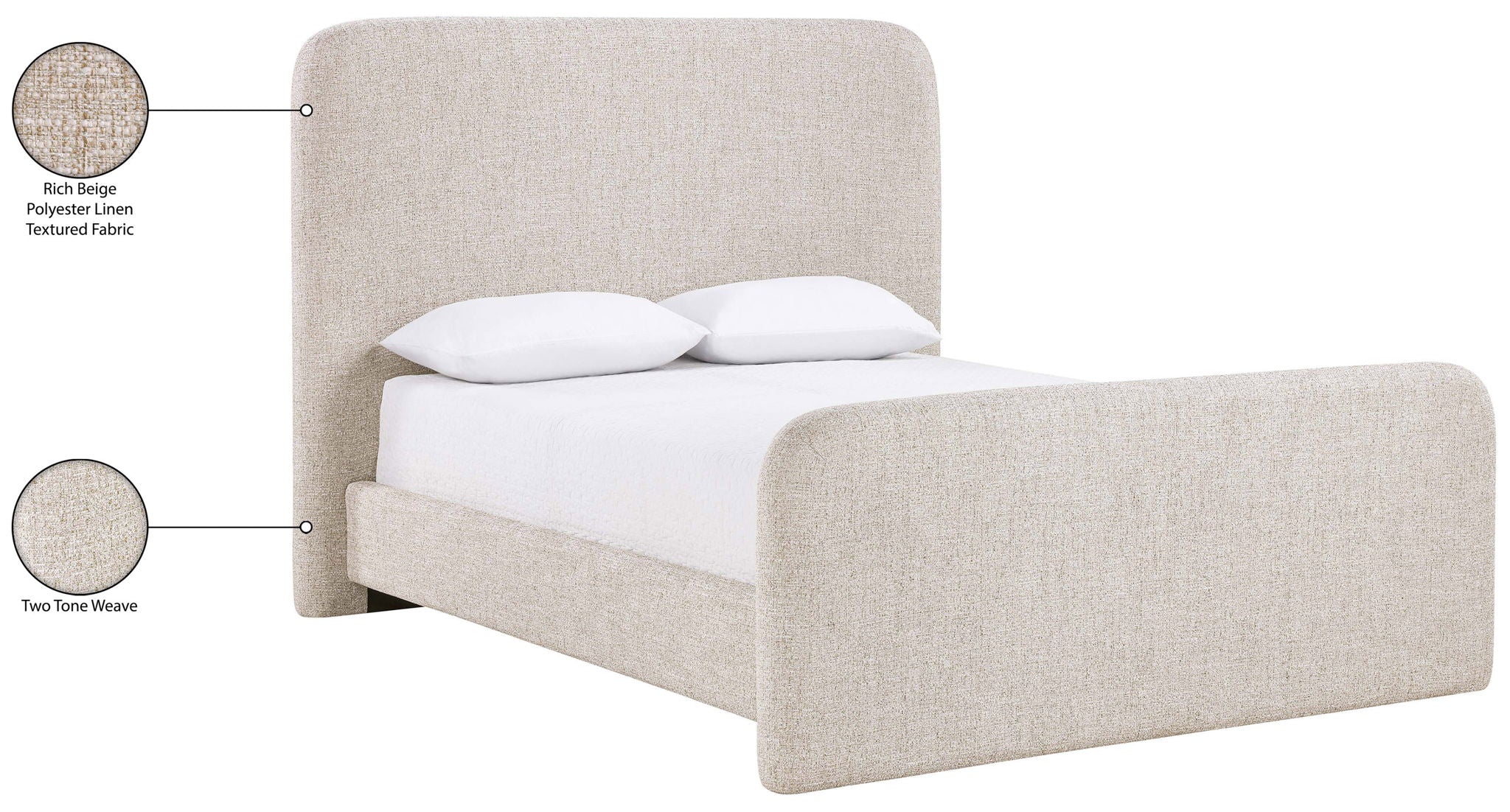 Fira - Linen Textured Fabric Upholstered Bed