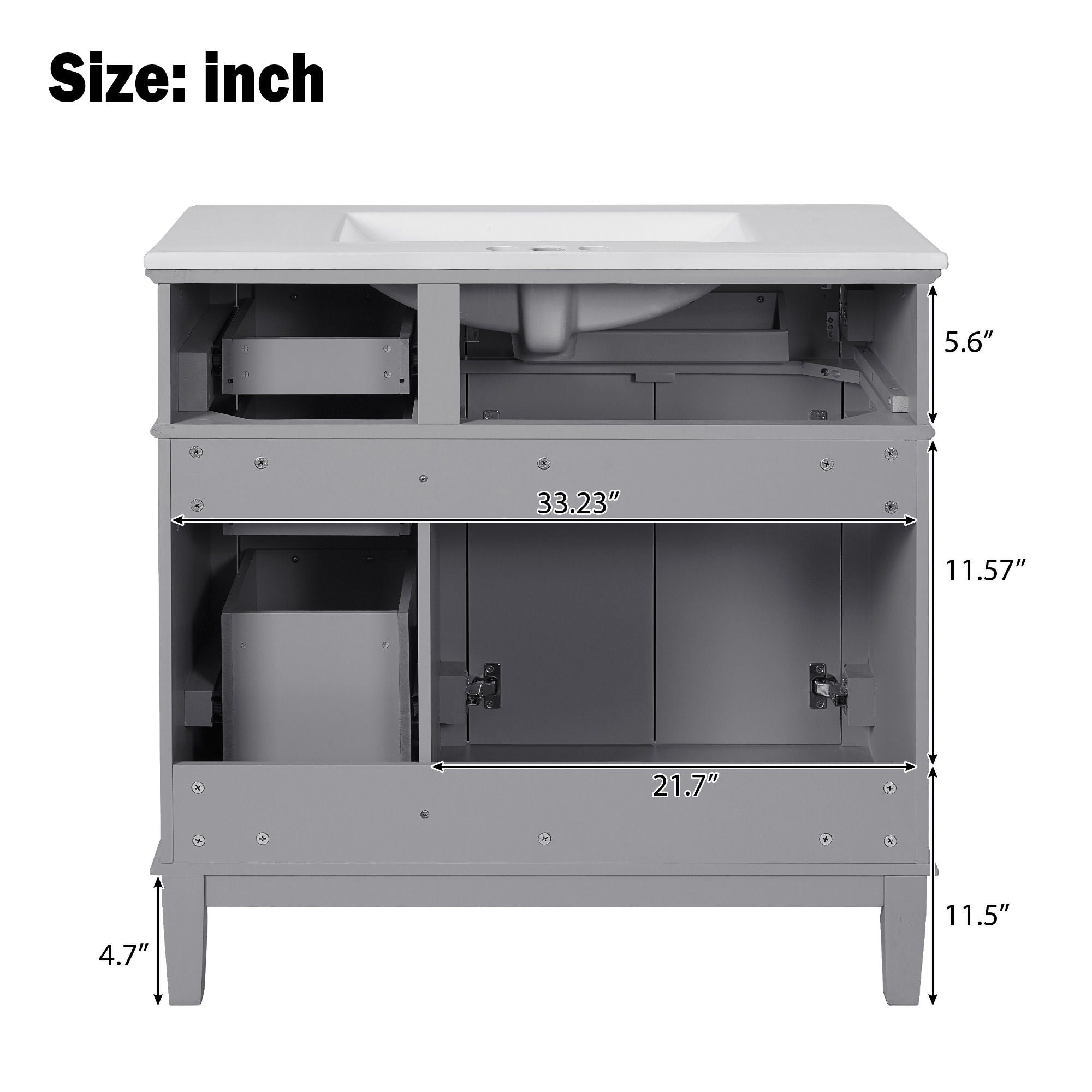 Modern Bathroom Vanity With Ceramic Sink, Soft Close Storage Cabinet