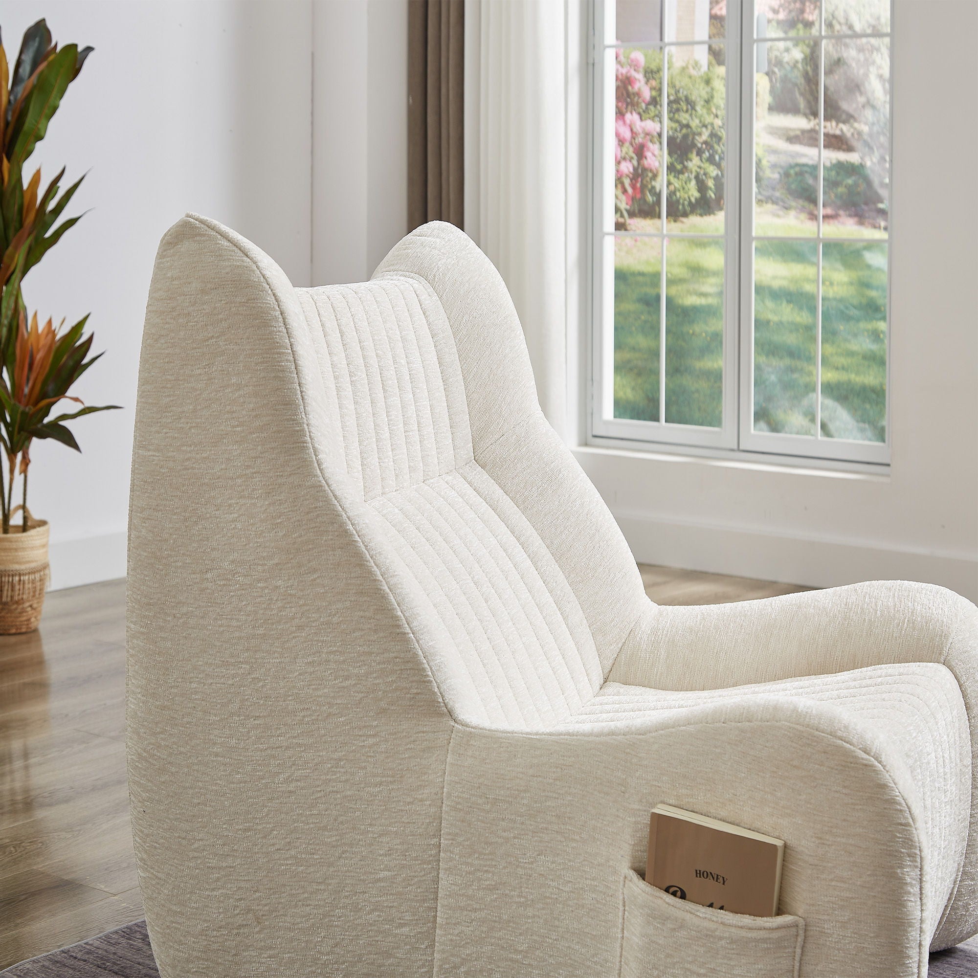 Bean Bag Chair For Adults, Lazy Floor Sofa Couch Memory Foam Bean Bag Sofas Chenille Fabric Reading Chair Comfortable Corner Lounge Sofa For Living Room - White