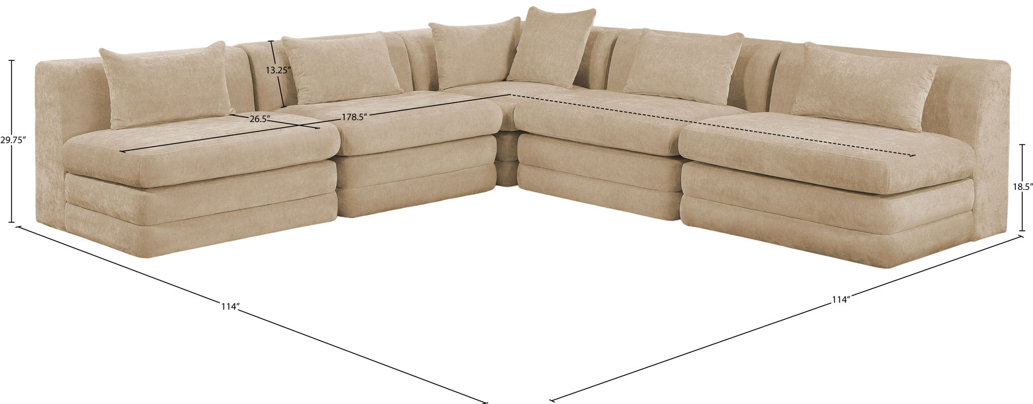 Stellar - 5 Piece Upholstered Modular Sectional
