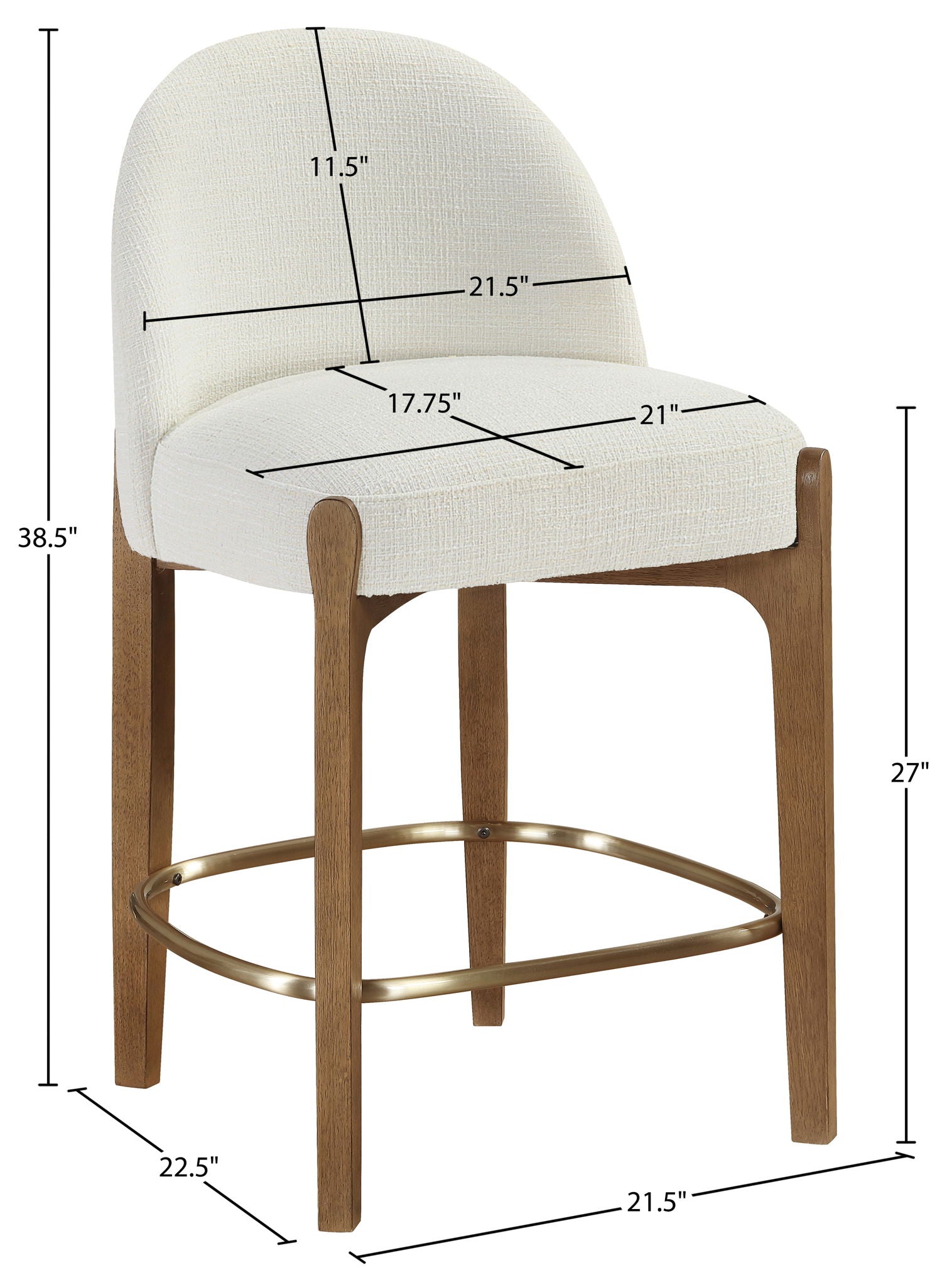 Torino - Counter Stool With Brushed Brown Base