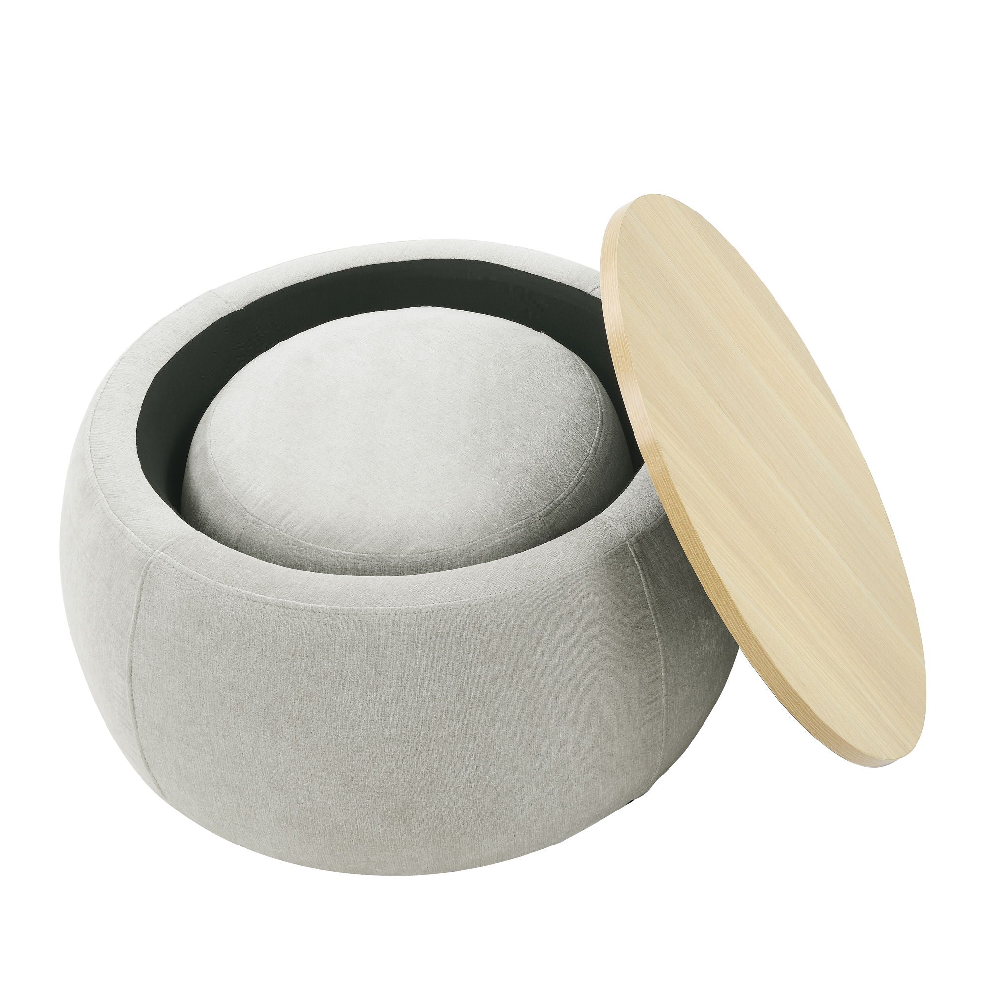 Round Storage Ottoman, 2 In 1 Function, End Table And Ottoman