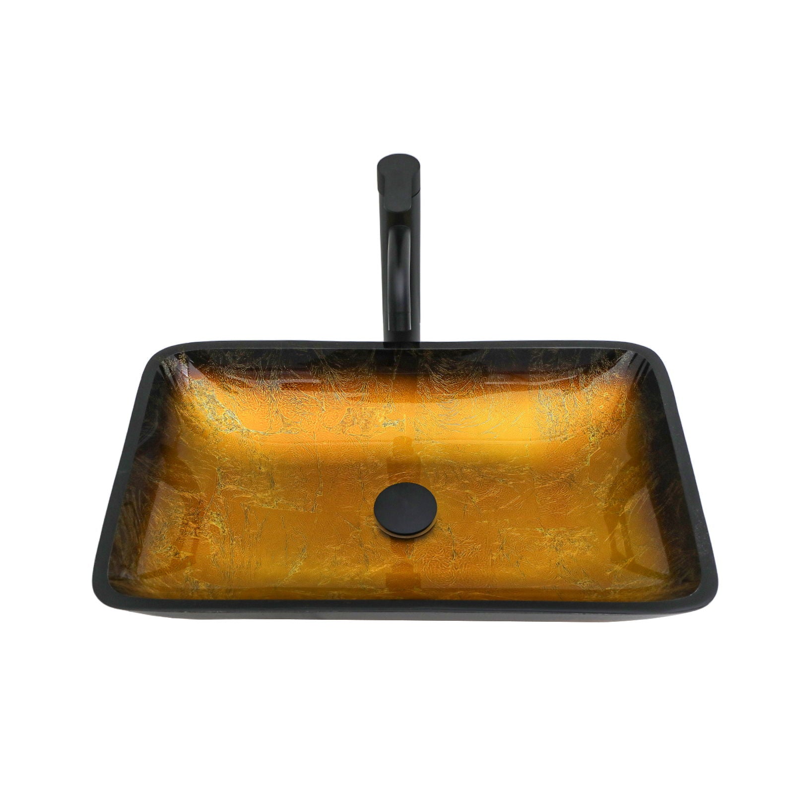 Gradient Tempered Glass Vessel Sink With Pop-Up Drain