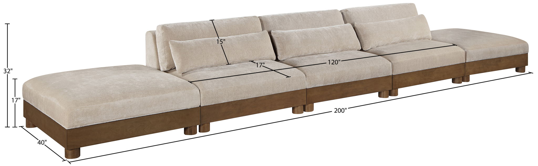 Turin - Chenille Fabric Upholstered Modular Sectional - Taupe