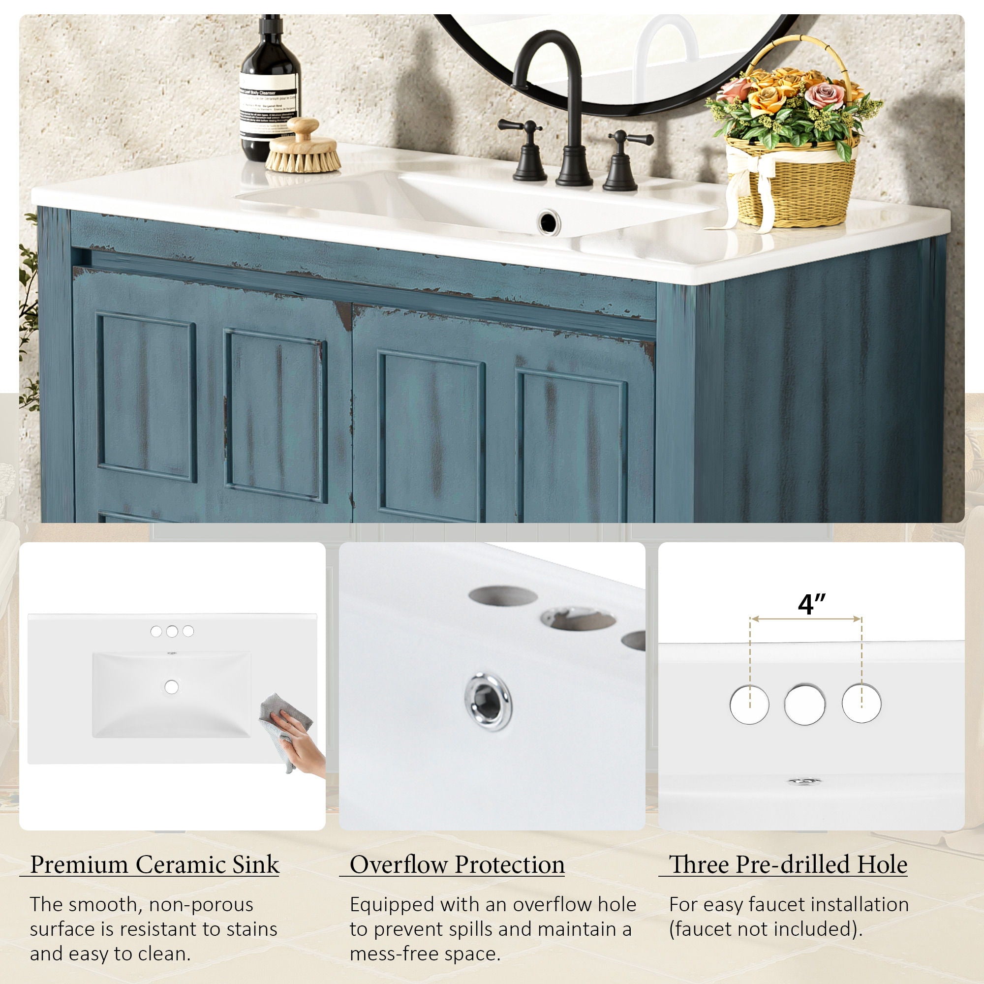 Bathroom Vanity Organizer With Sink, Combo Cabinet Set, Bathroom Storage Cabinet