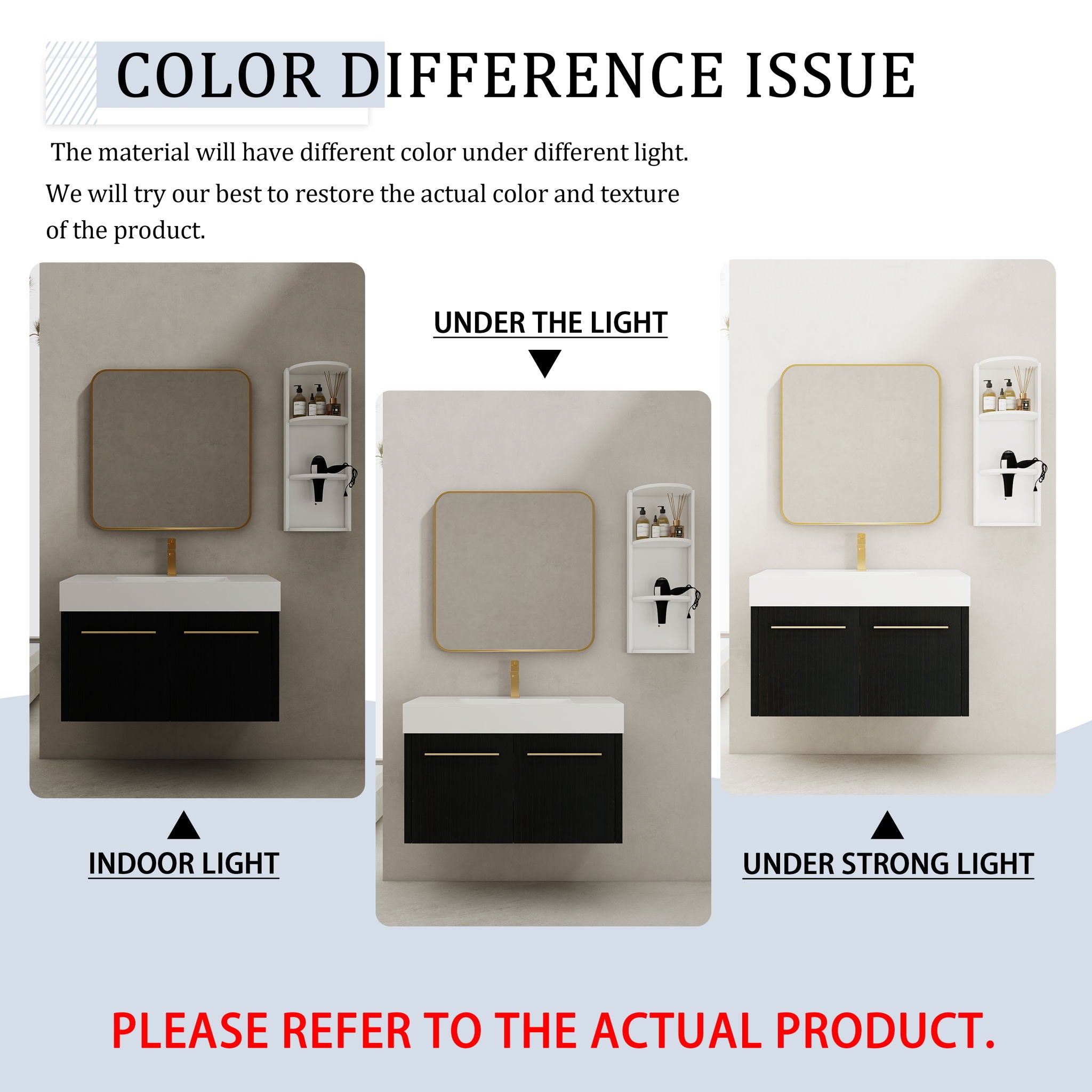 Modern Wall Mounted Bathroom Vanity With Thick Edge Resin Sink And Storage Rack