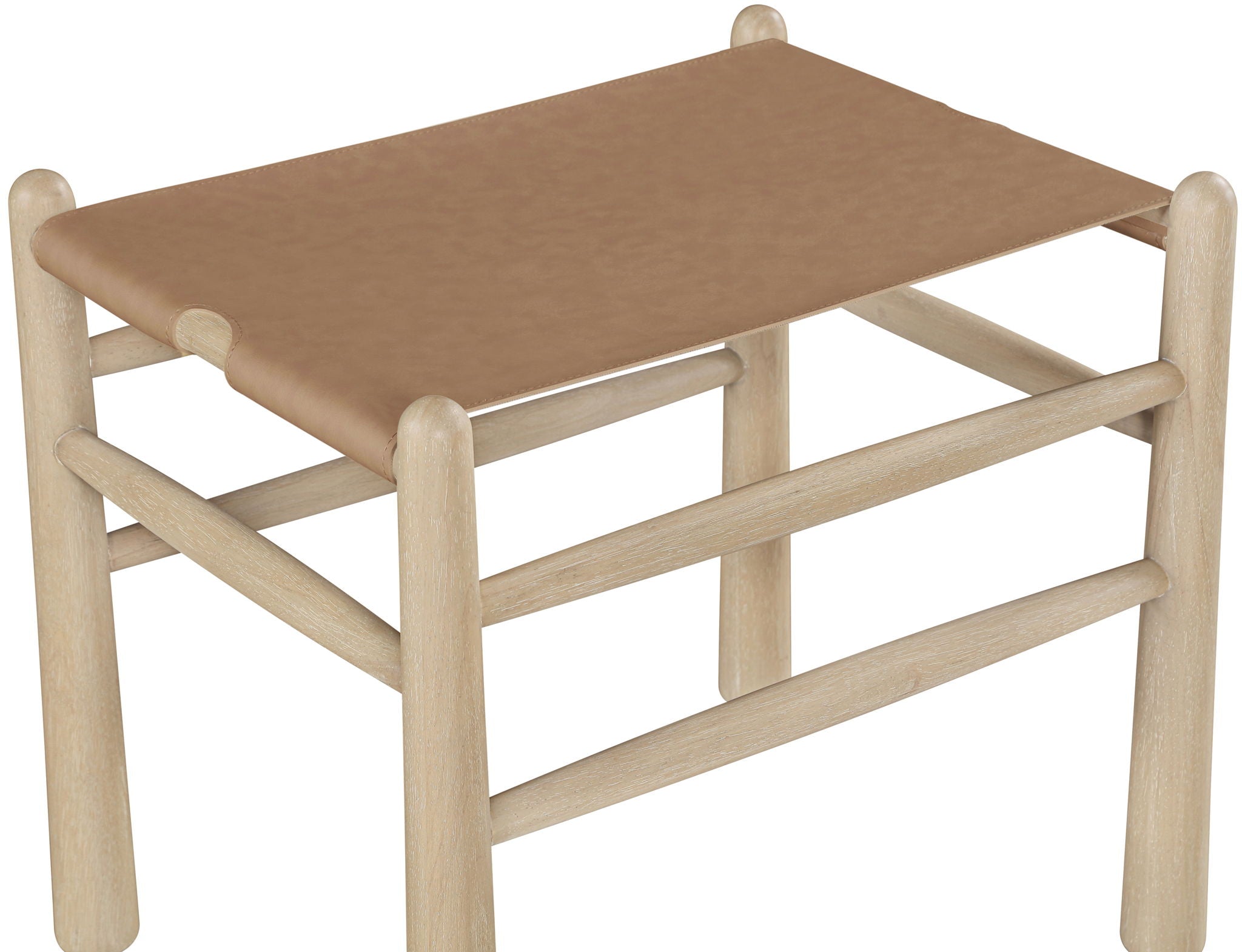 Santos - Faux Leather Upholstered Bench - Natural Frame