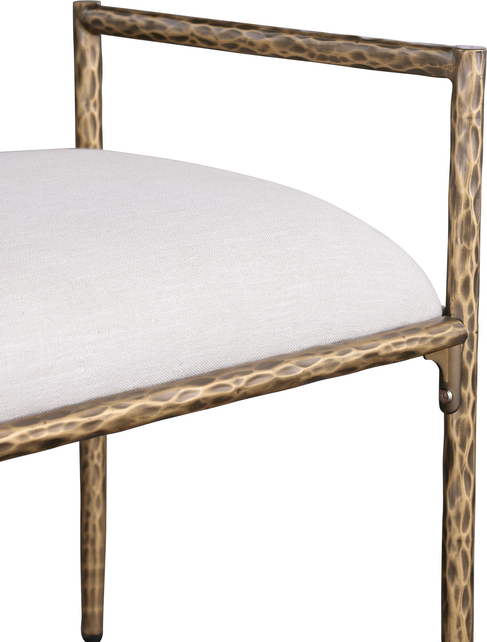 Axis - Linen Textured Beige Fabric Upholstered Bench