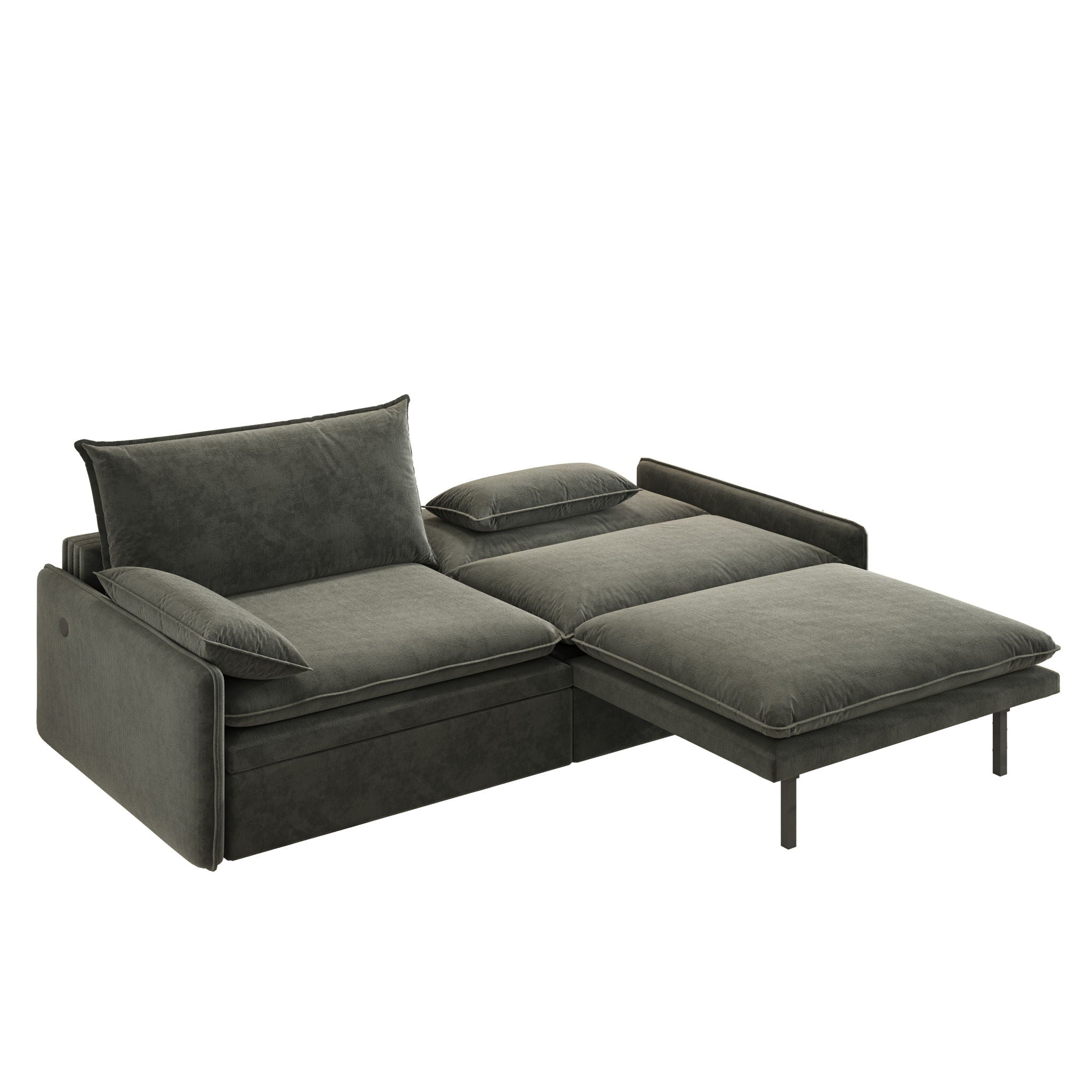 4 Seat Convertible Sleeper Sofa Bed, Modern With Storage