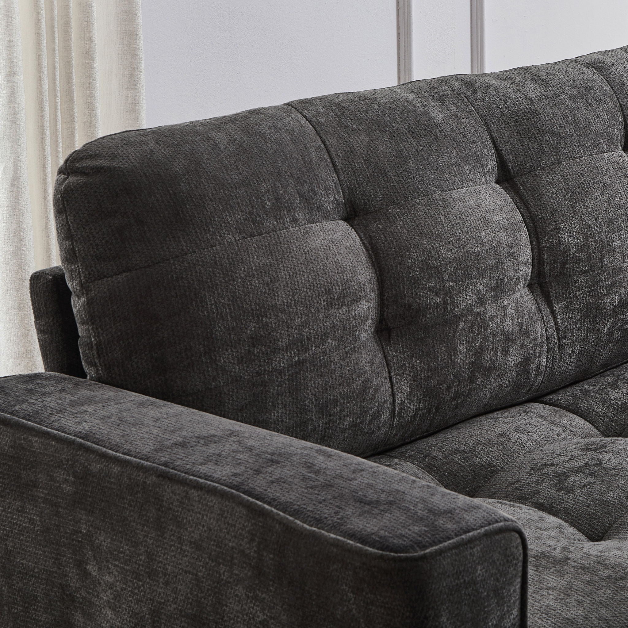 Modern Sectional Sofa U-Shaped With Movable Ottomans, tooth Speakers, LED Lights And Modular Storage