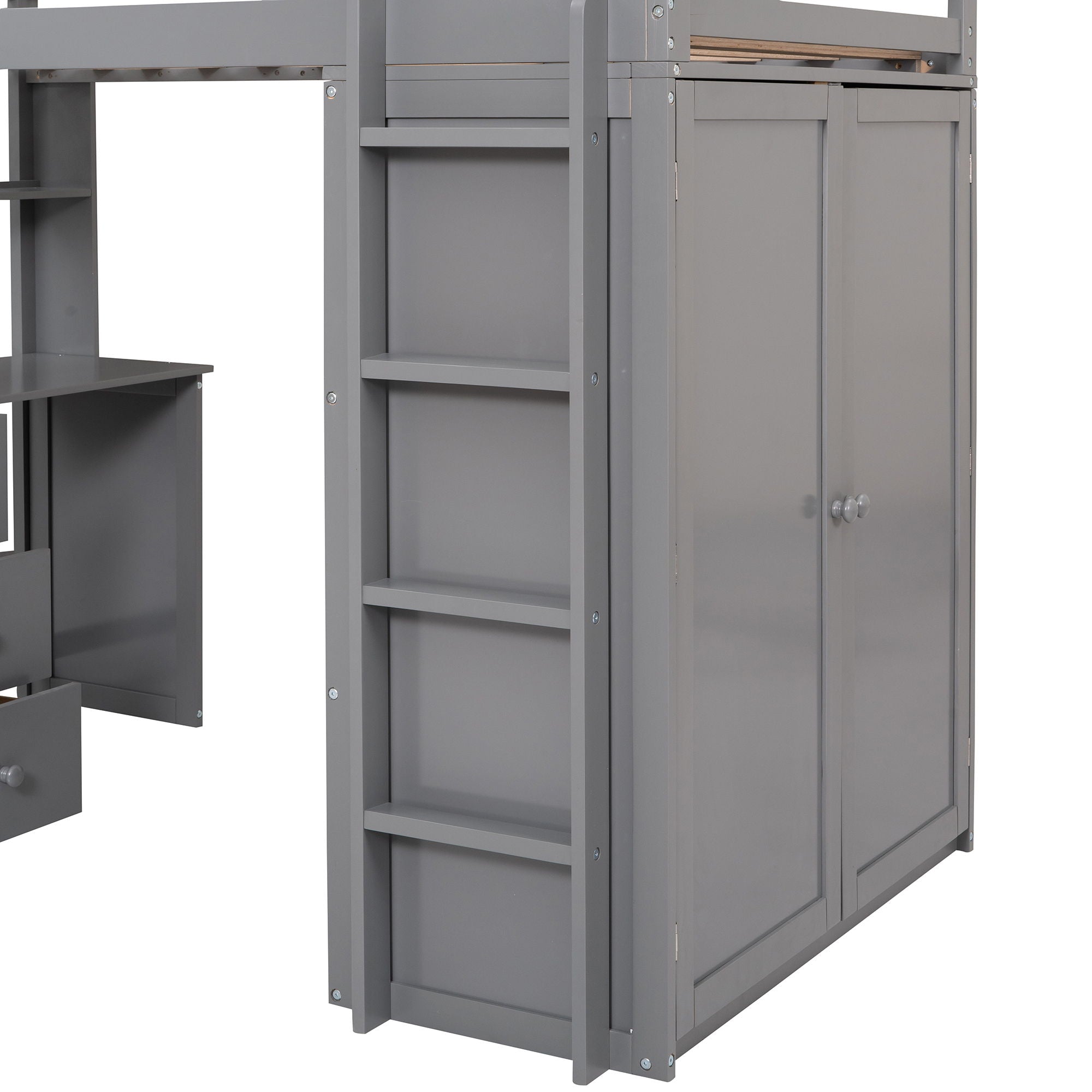 Loft Bed With Drawers, Desk, And Wardrobe