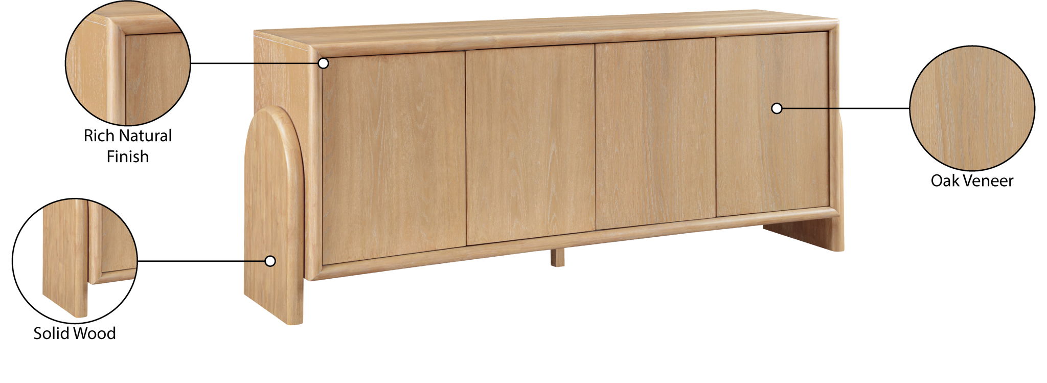 Elanor - Oak Veneer And Solid Wood Sideboard/Buffet