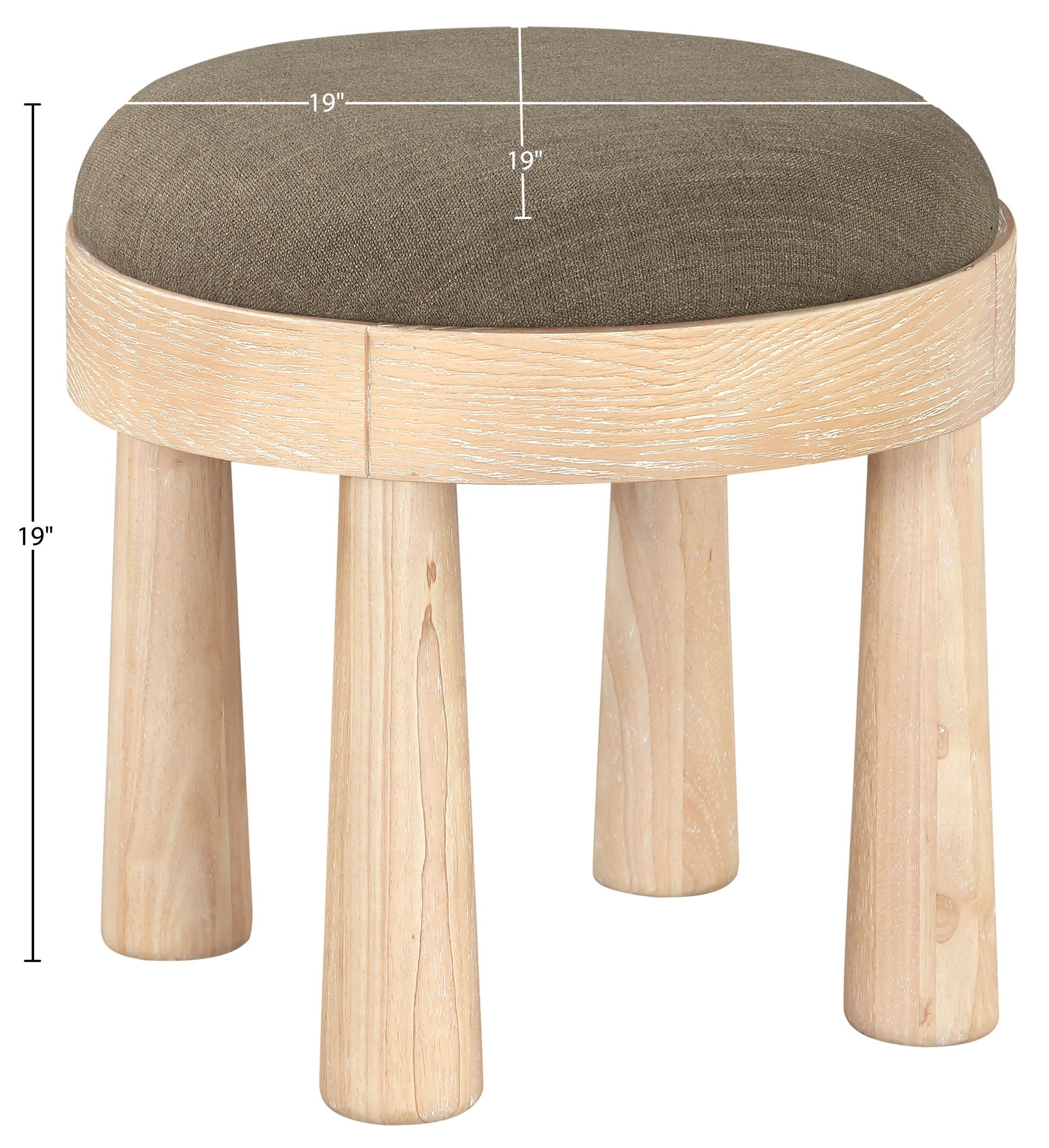 Larea - Linen Textured Fabric Ottoman - Natural Base