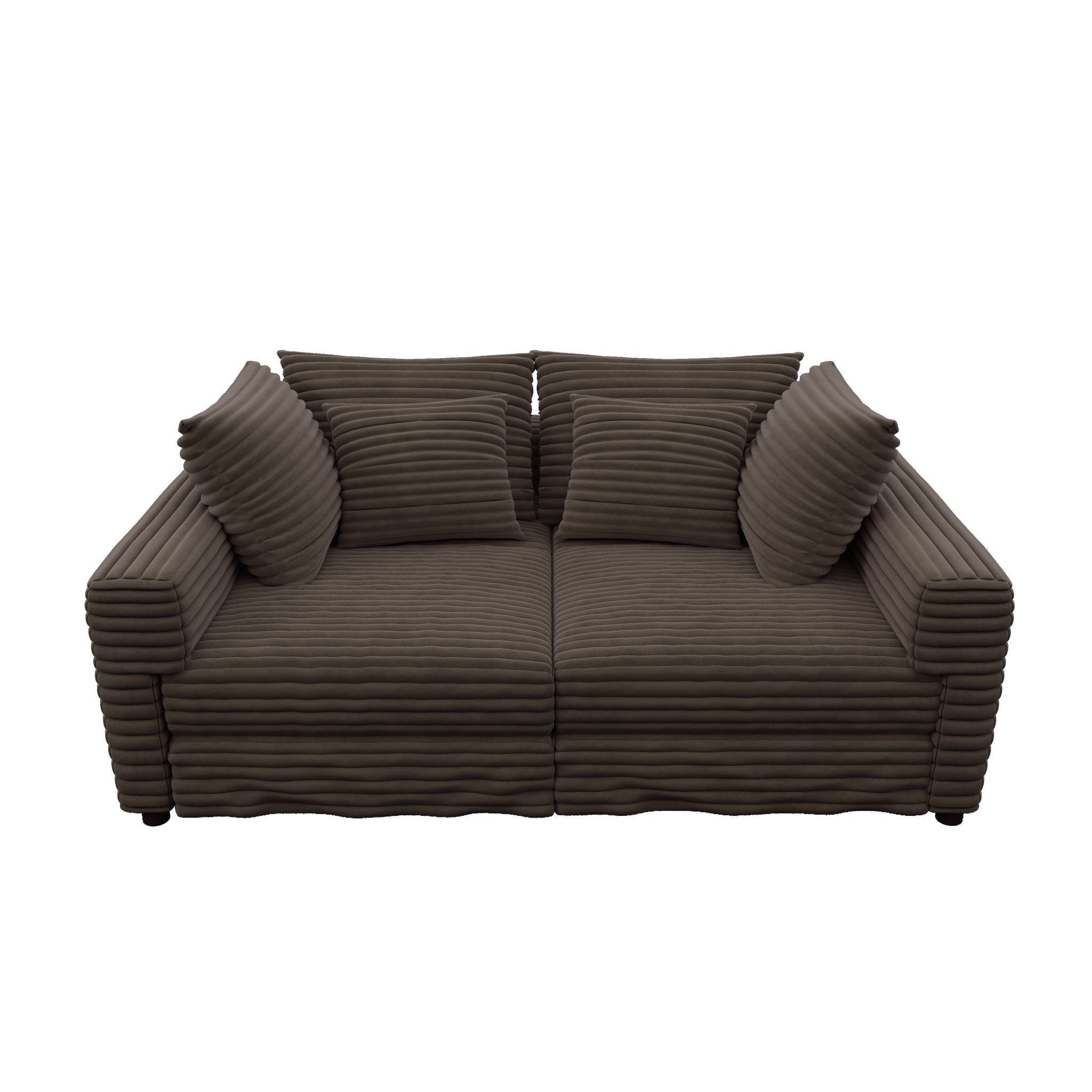 Deep Seat Convertible Sofa With Soft Pillows And Ottomans