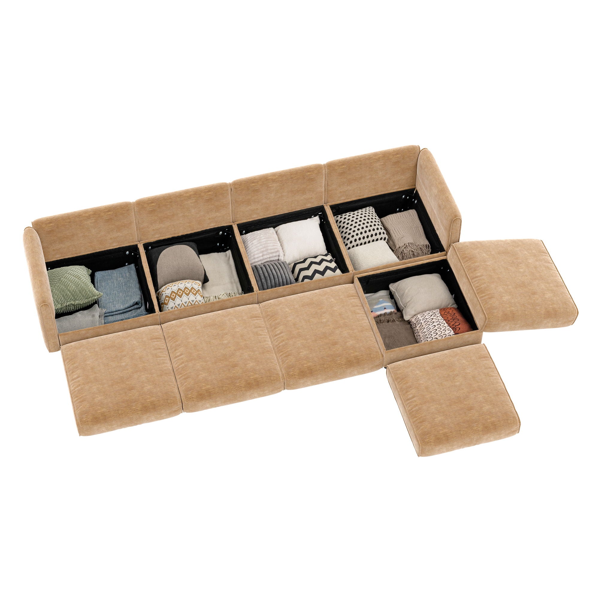 Contemporary Elegant Sofa With Storage And Ottoman