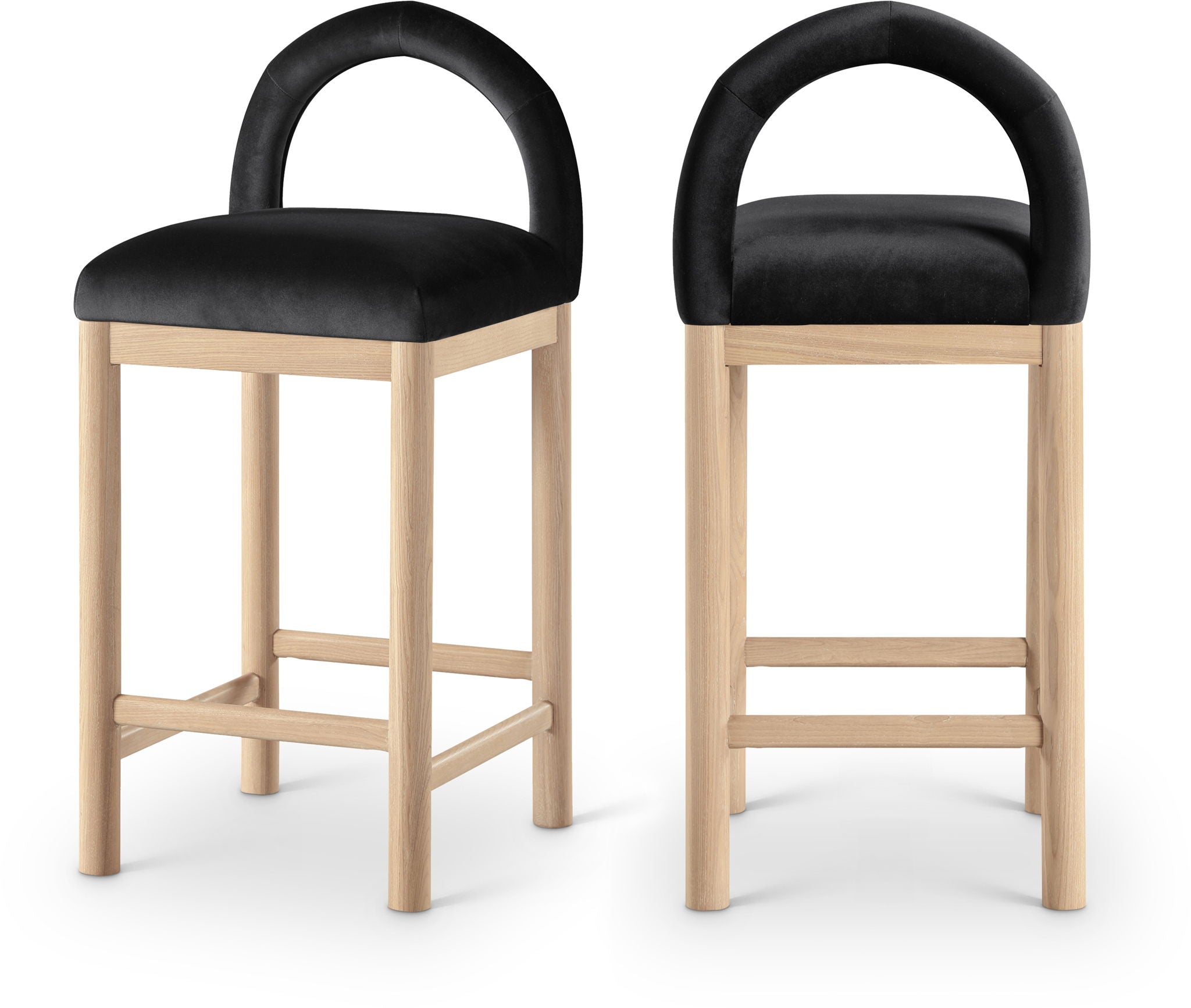 Conrad - Velvet Counter Stool With Natural Legs