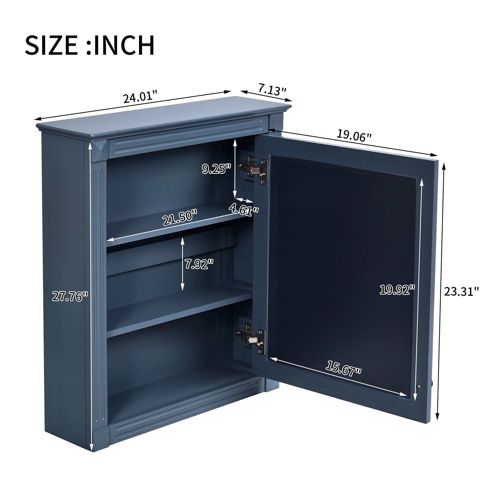 Wall Mounted Bathroom Storage Cabinet With Mirror, Medicine Cabinet With Height Adjustable Shelf