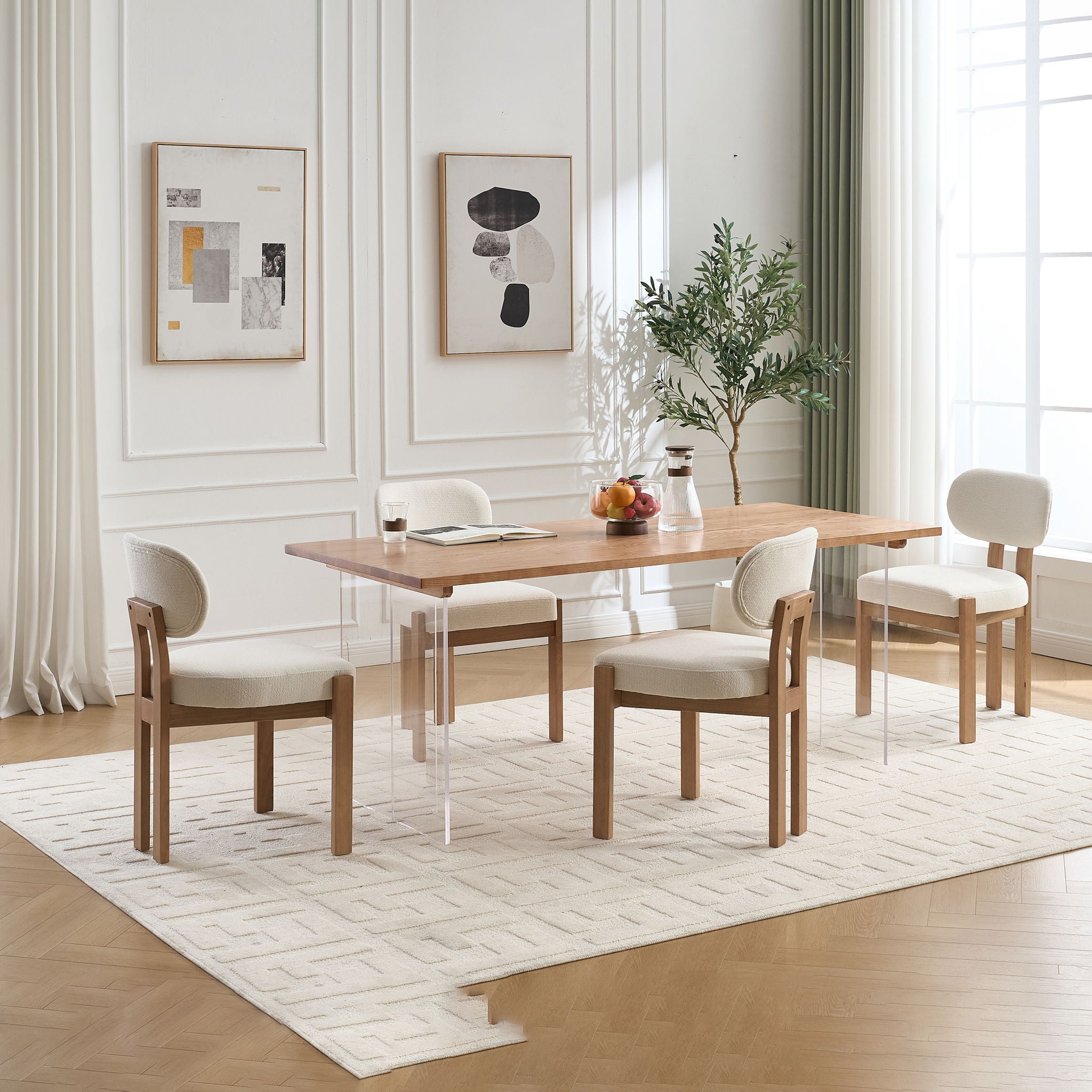 Dining Chairs With Ergonomic Backrest And Adjustable Feet (Set of 2)