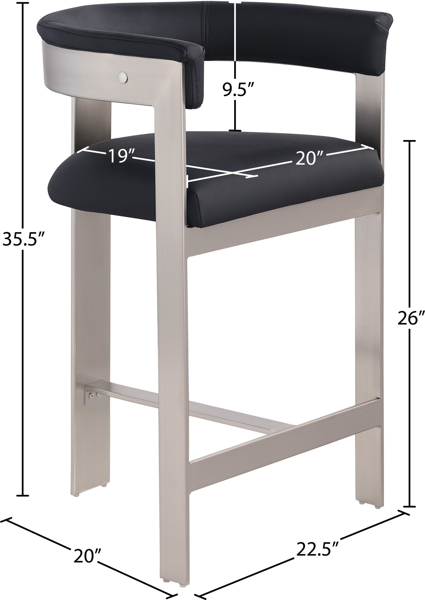 Romeo - Faux Leather Counter Stool With Silver Base (Set of 2)