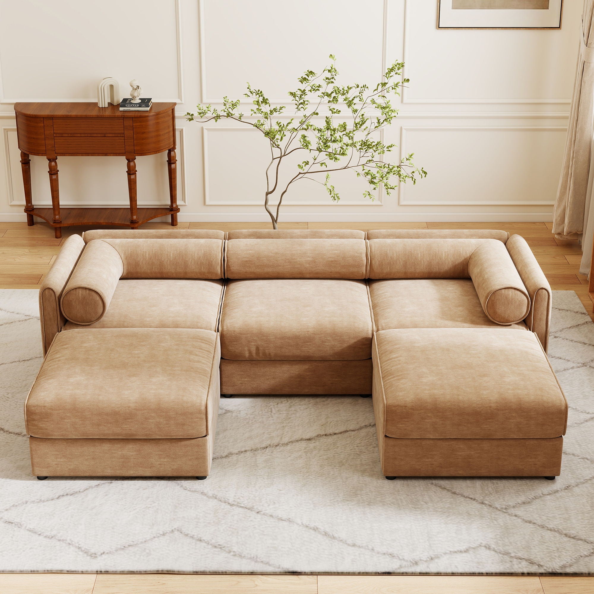 Contemporary Elegant Sofa With Storage And Ottoman