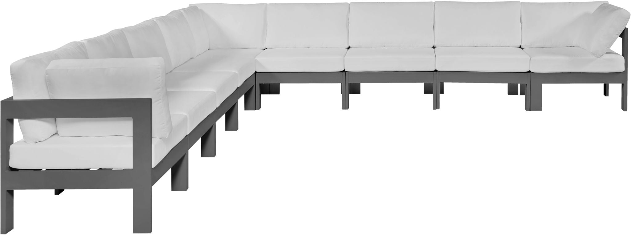 Nizuc - Outdoor Patio 9 Piece Modular Sectional With Gray Frame