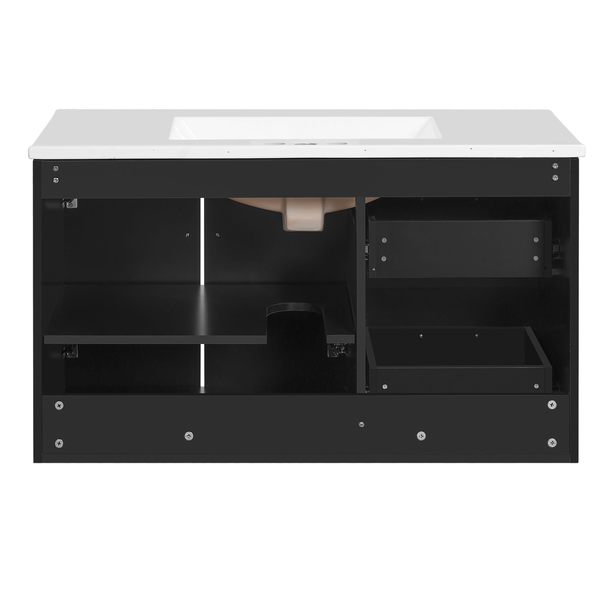Wall Mounted Bathroom Vanity & Sink, 2 Drawers