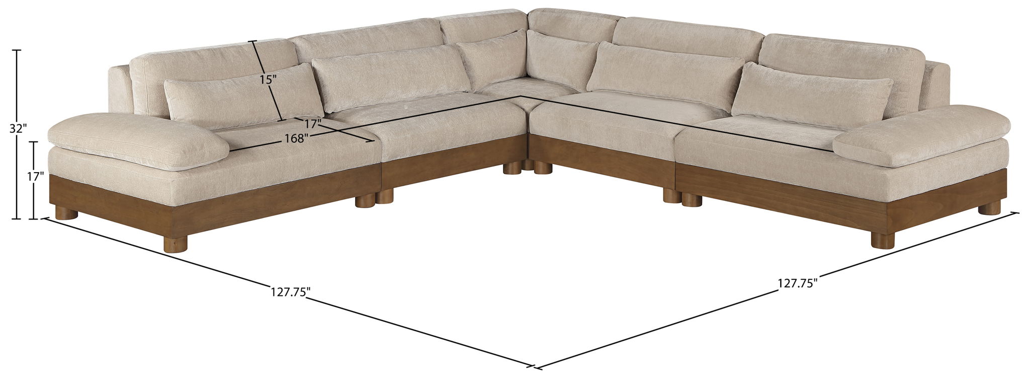 Turin - Chenille Fabric Upholstered Modular Sectional - Taupe