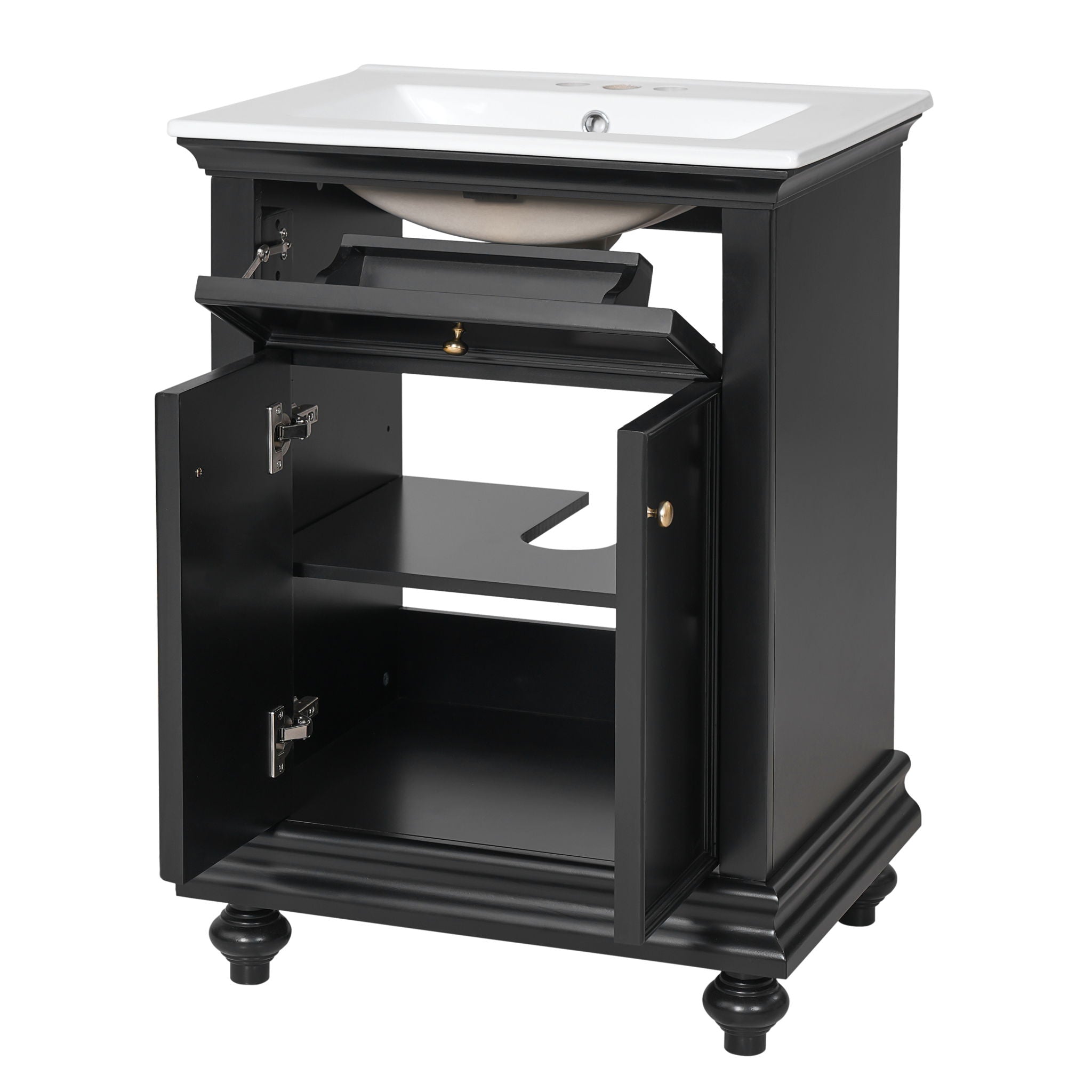 Modern Bathroom Vanity With Tip-Out Drawer And Soft-Close Hinges
