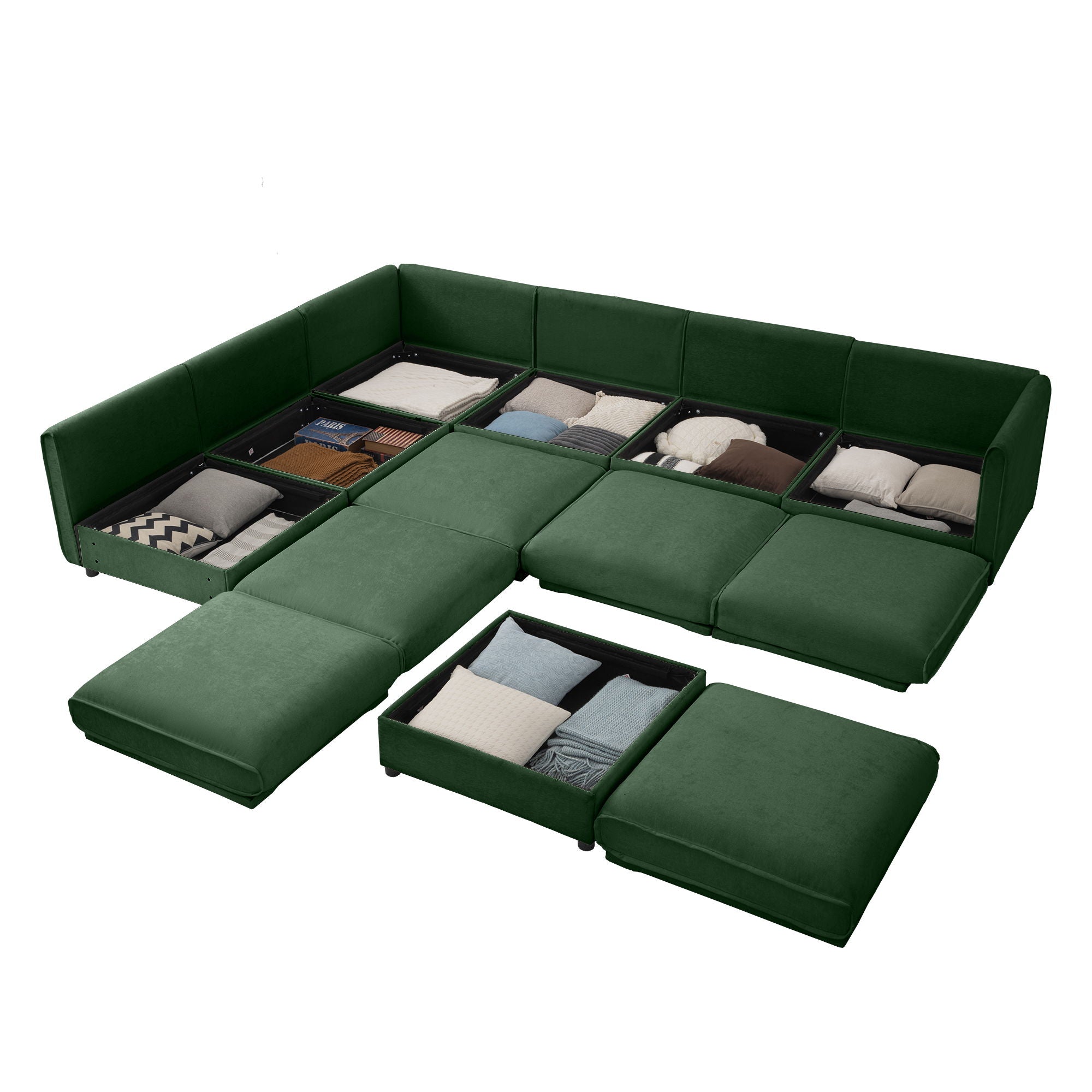 Modern Modular Sectional Sofa With Storag, Contemporary Cylindrical Design