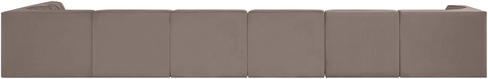 Rummi - Velvet Performance Fabric Upholstered 7 Piece Modular Sectional, L-Shaped (Right)