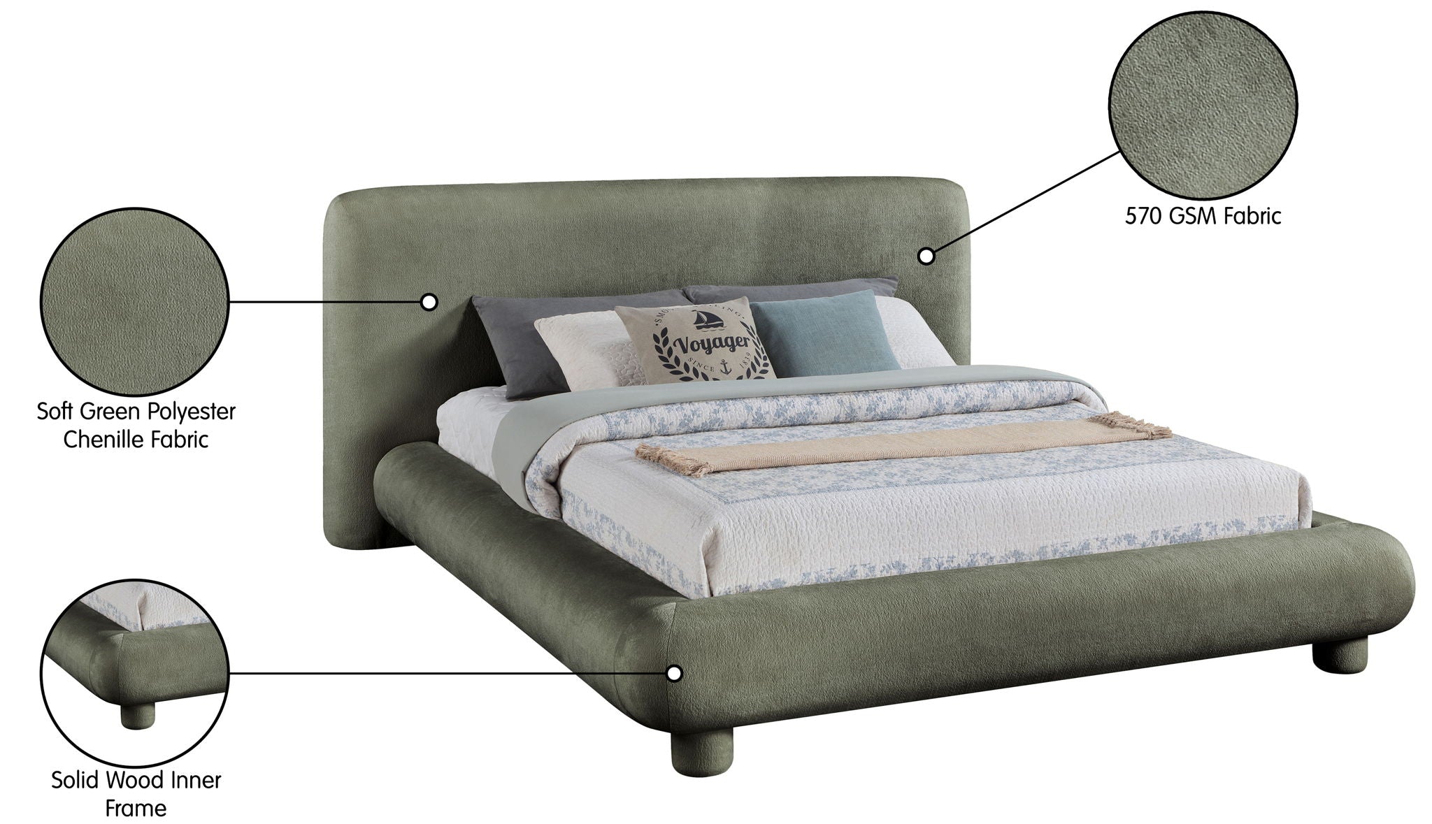 Blair - Chenille Upholstered Bed