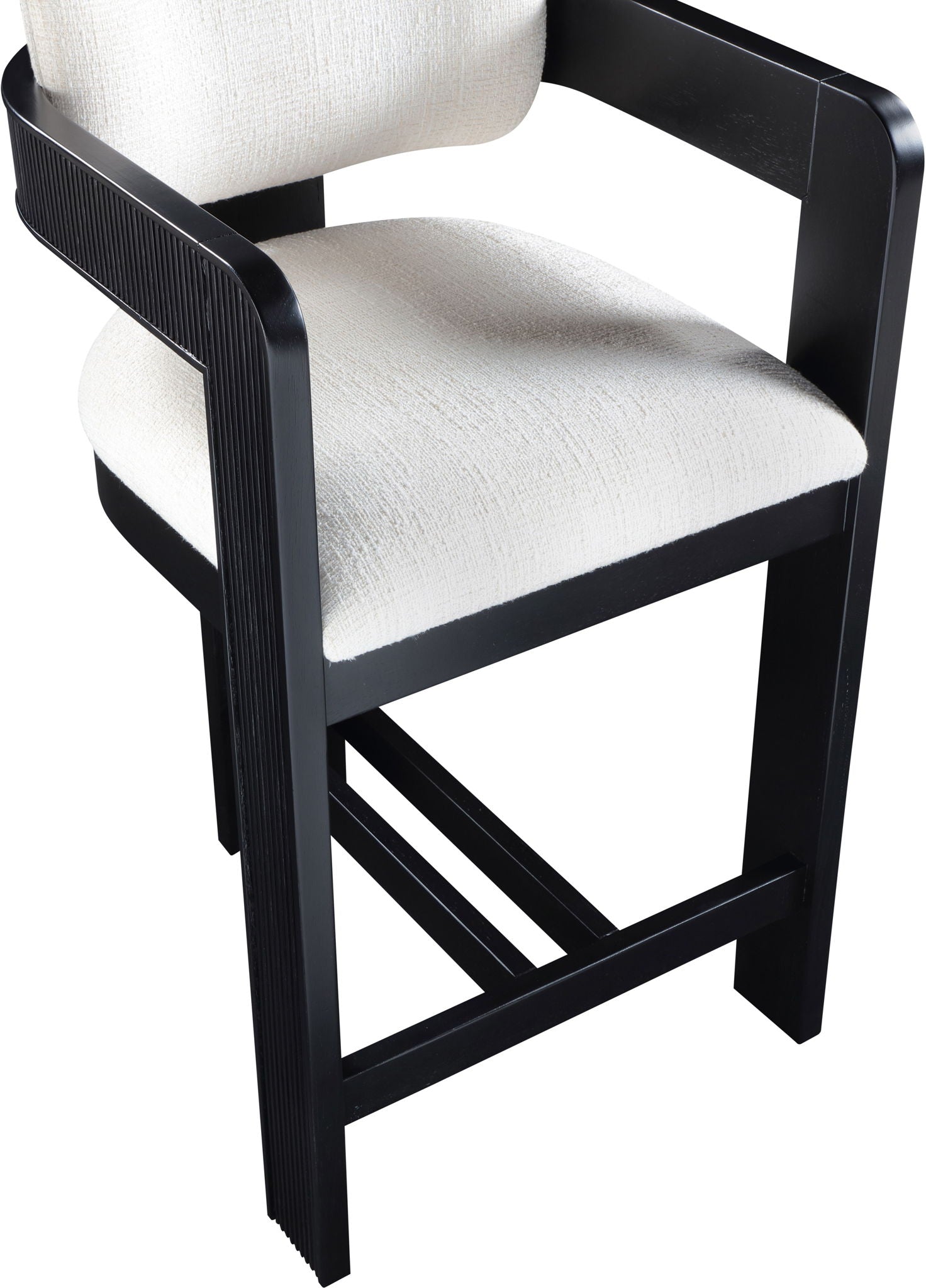 Sacha - Linen Stool With Black Base