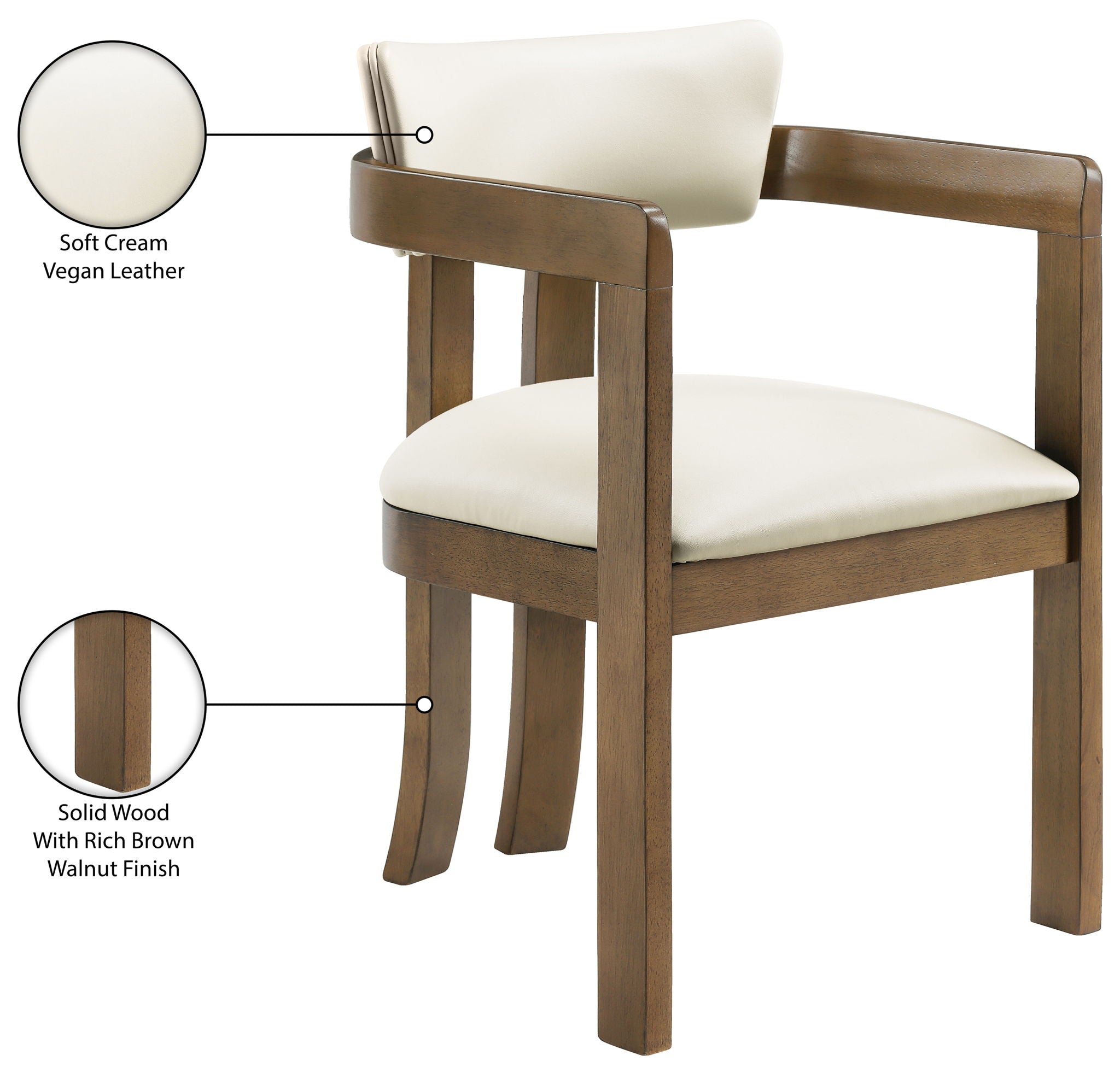 Lavrin - Vegan Leather Upholstered Dining Arm Chair (Set of 2) - Walnut Base