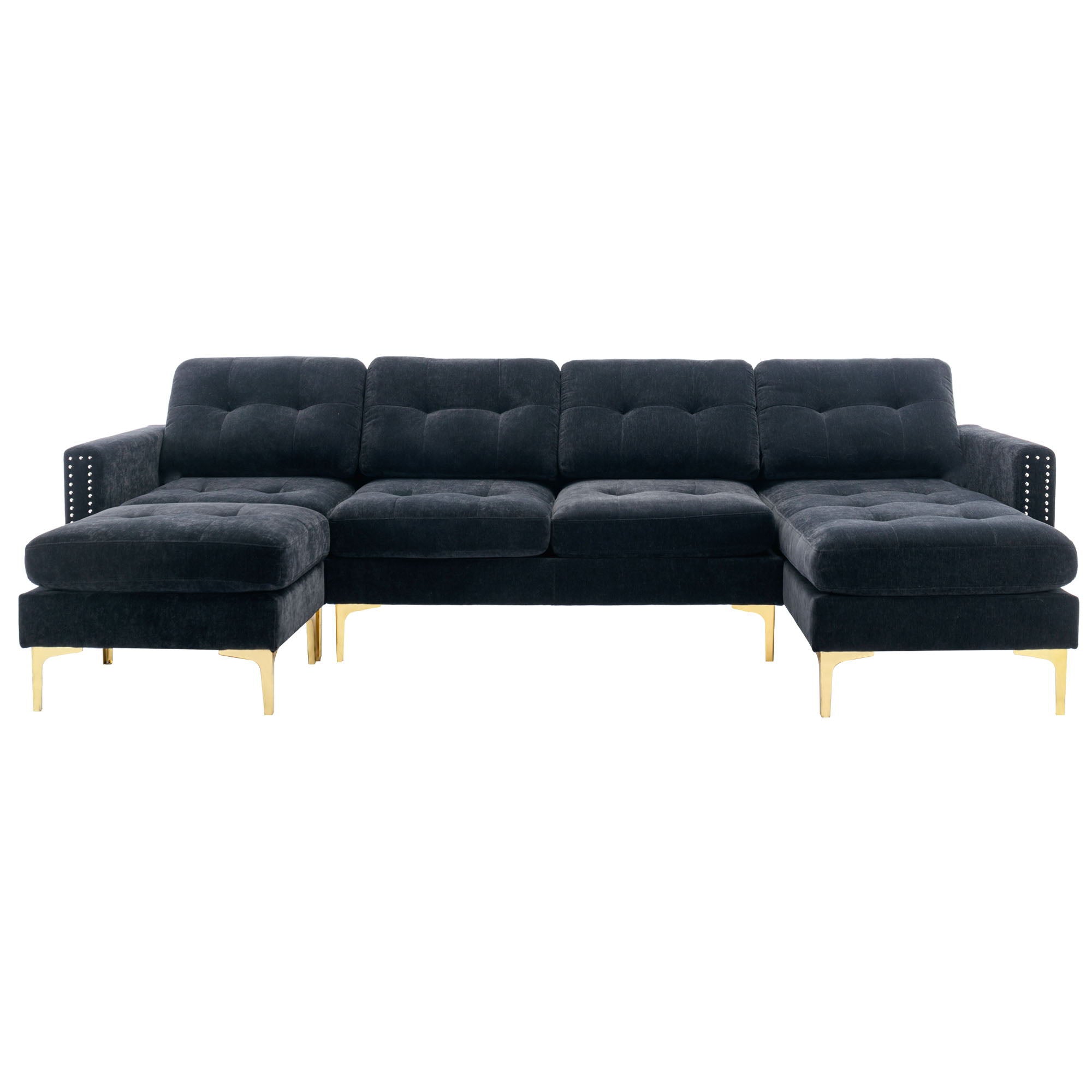 Modern L - Shape Convertible Sectional Sofa With Movable Ottoman