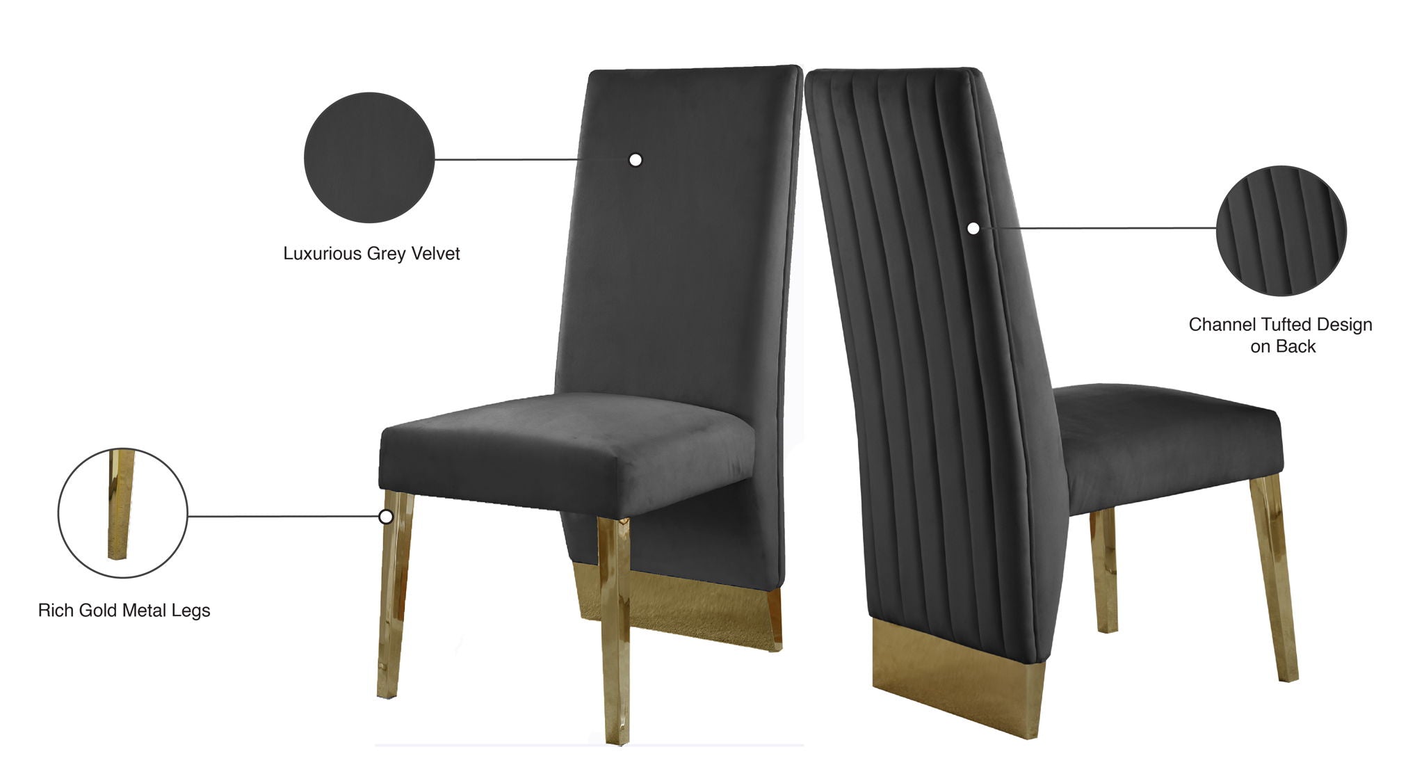 Porsha - Dining Chair with Gold Legs (Set of 2)