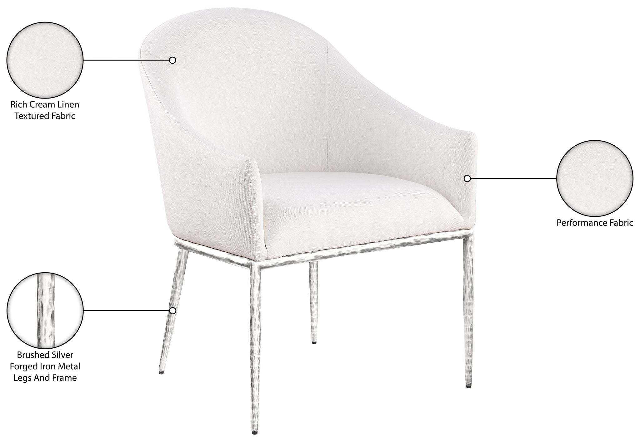 Ferro - Upholstered Dining Arm Chair With Brushed Silver Legs