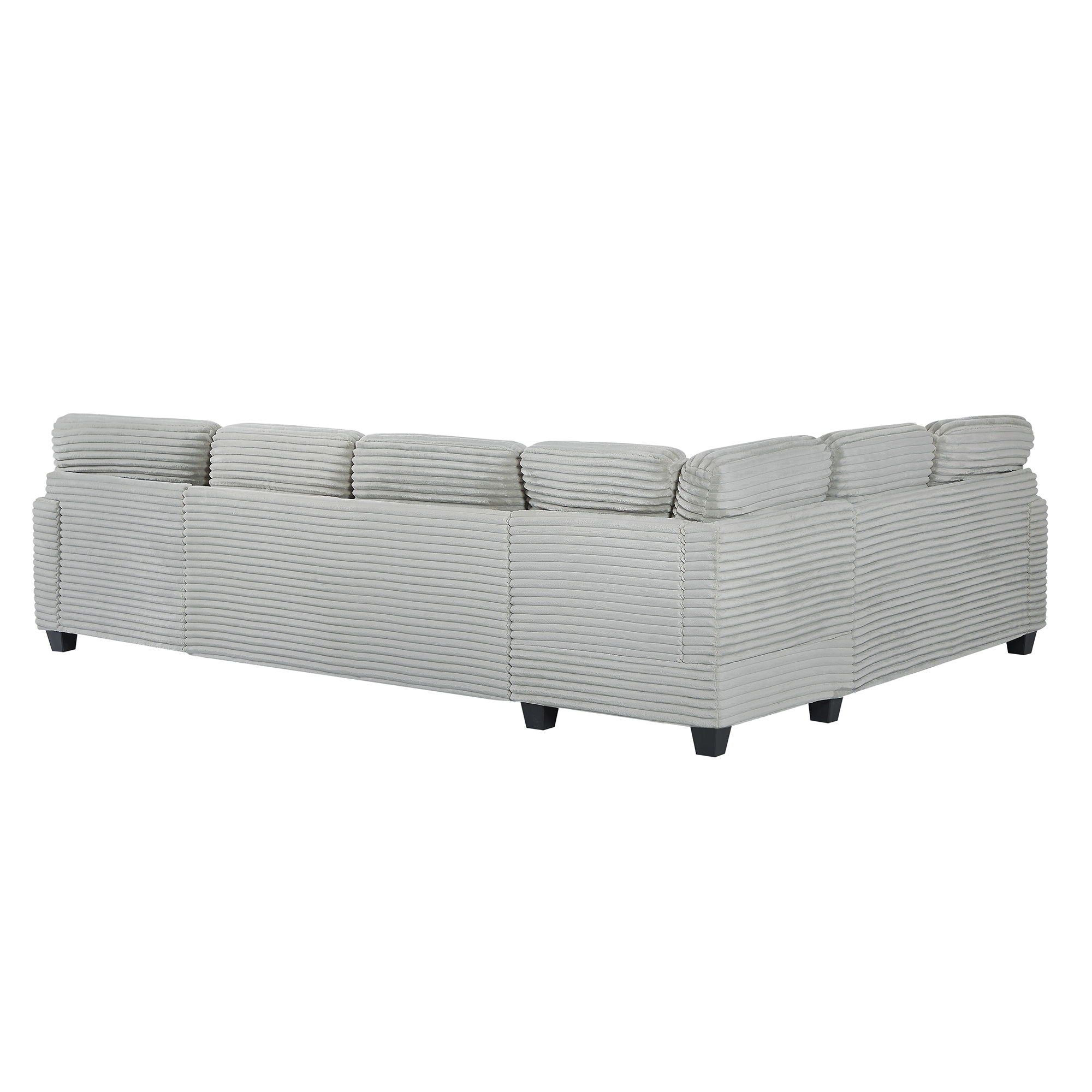 Upholstered U-Shaped Sectional Sofa With Movable Ottoman And Side Storage Pockets