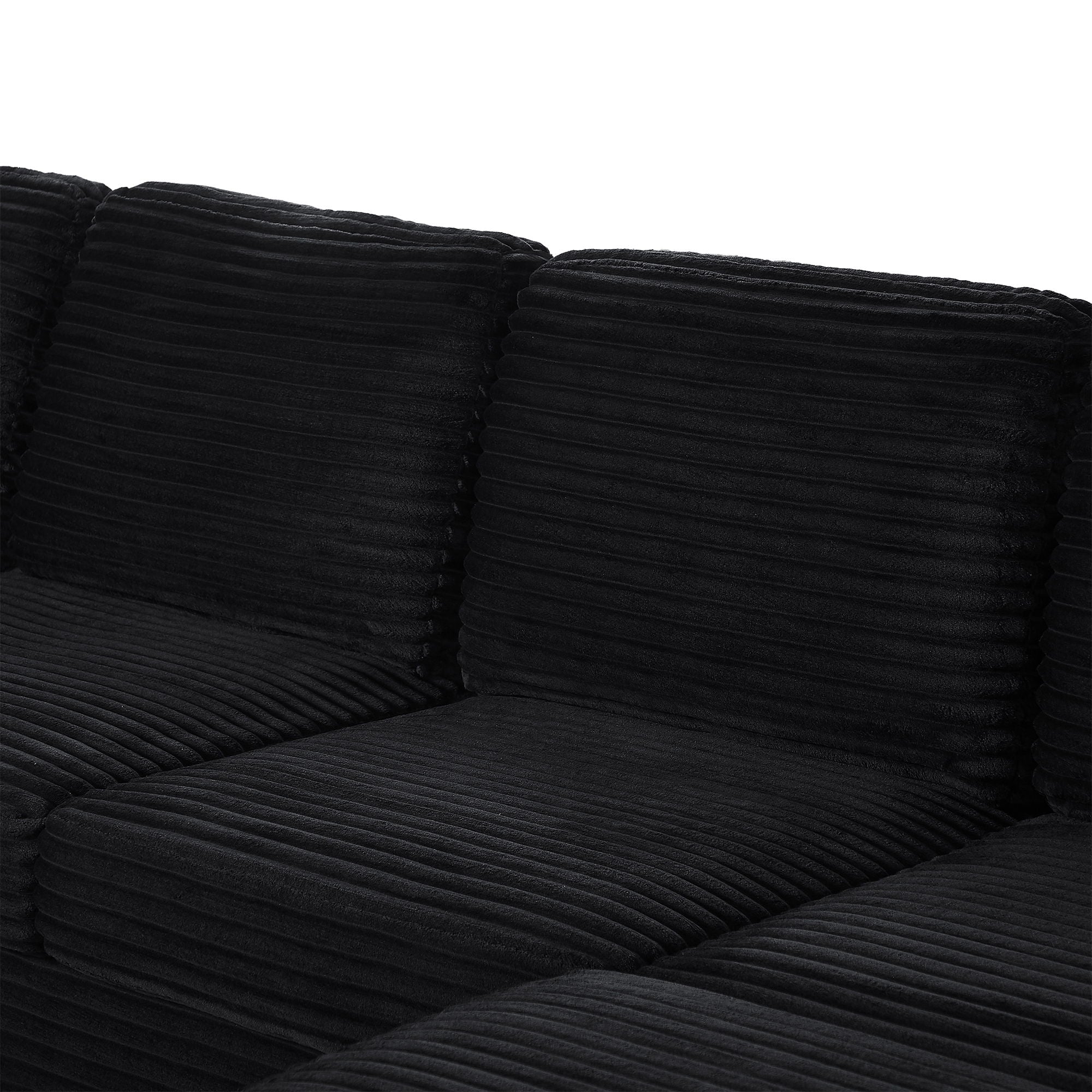 Upholstered U-Shaped Sectional Sofa With Movable Ottoman And Side Storage Pockets
