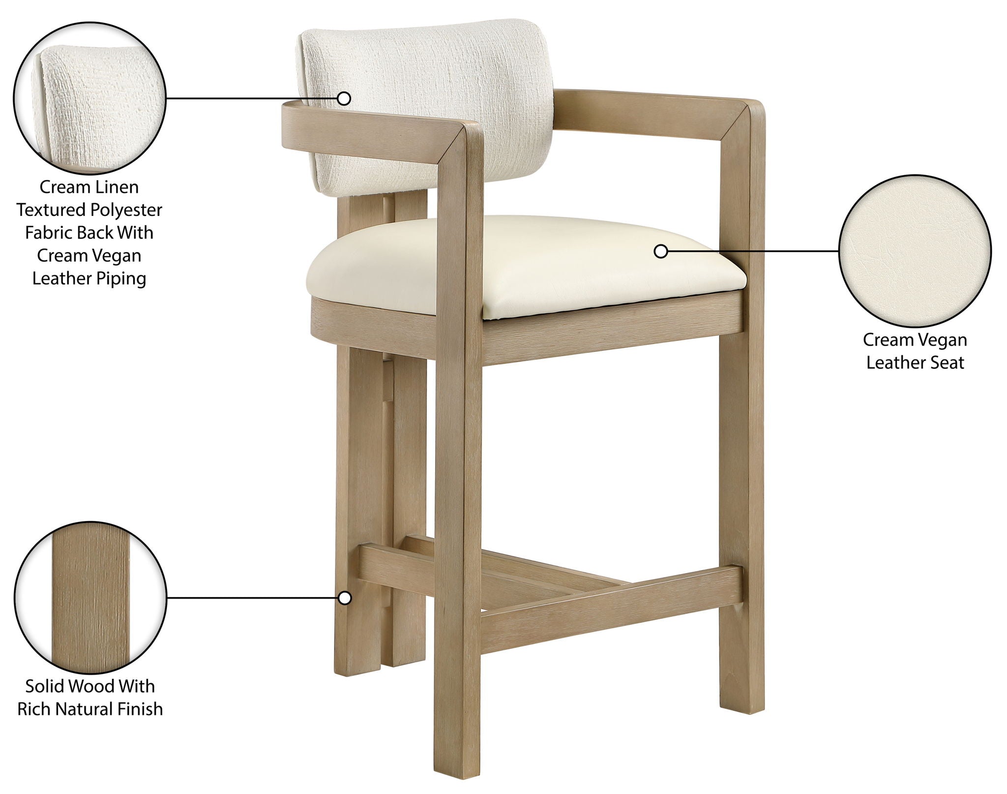 Ravina - Upholstered Counter Stool With Stained Natural Base