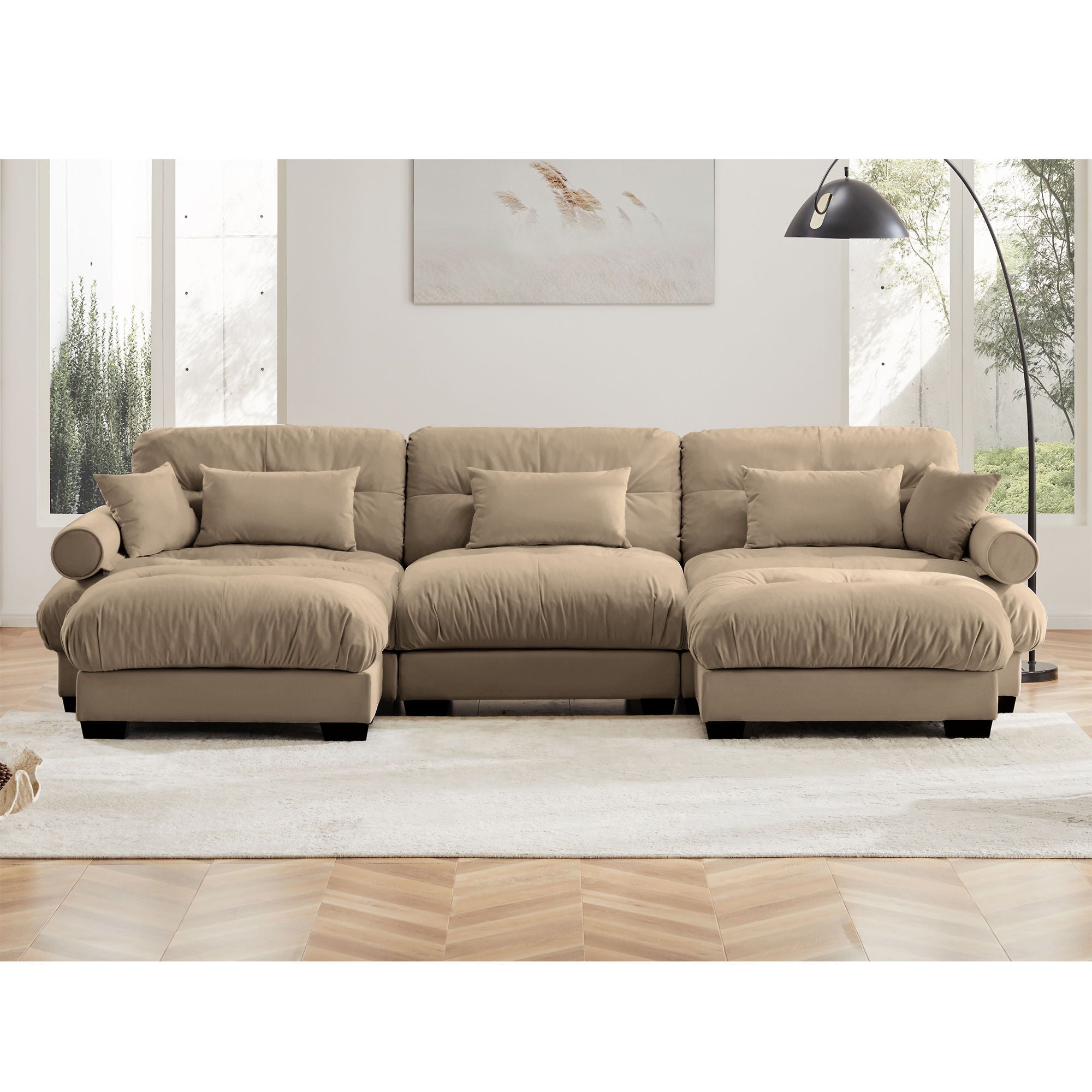 Super Comfort Oversized Modular Sectional Sofa With Movable Ottoman