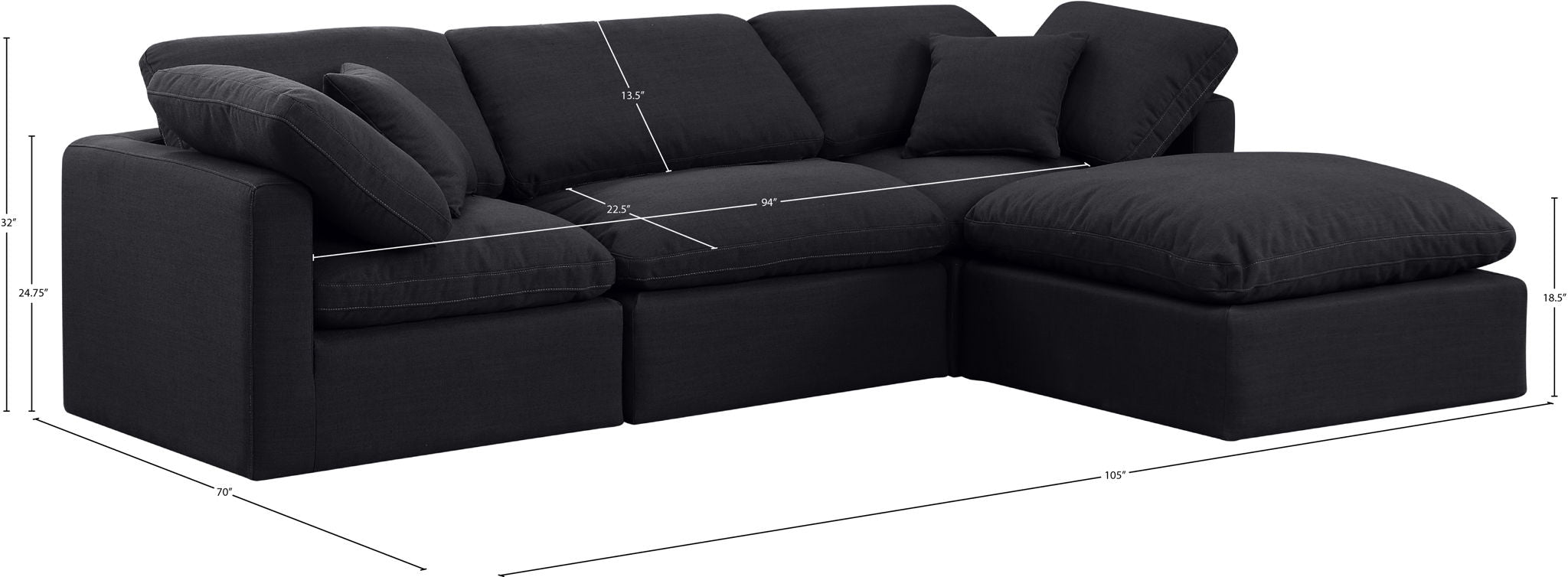 Indulge - Linen 4 Piece Modular Sectional With Chaise