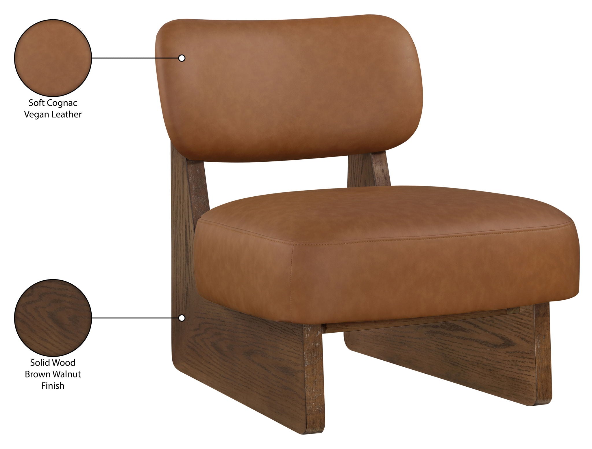 Vetra - Vegan Leather Upholstered Accent Chair With Brown Base