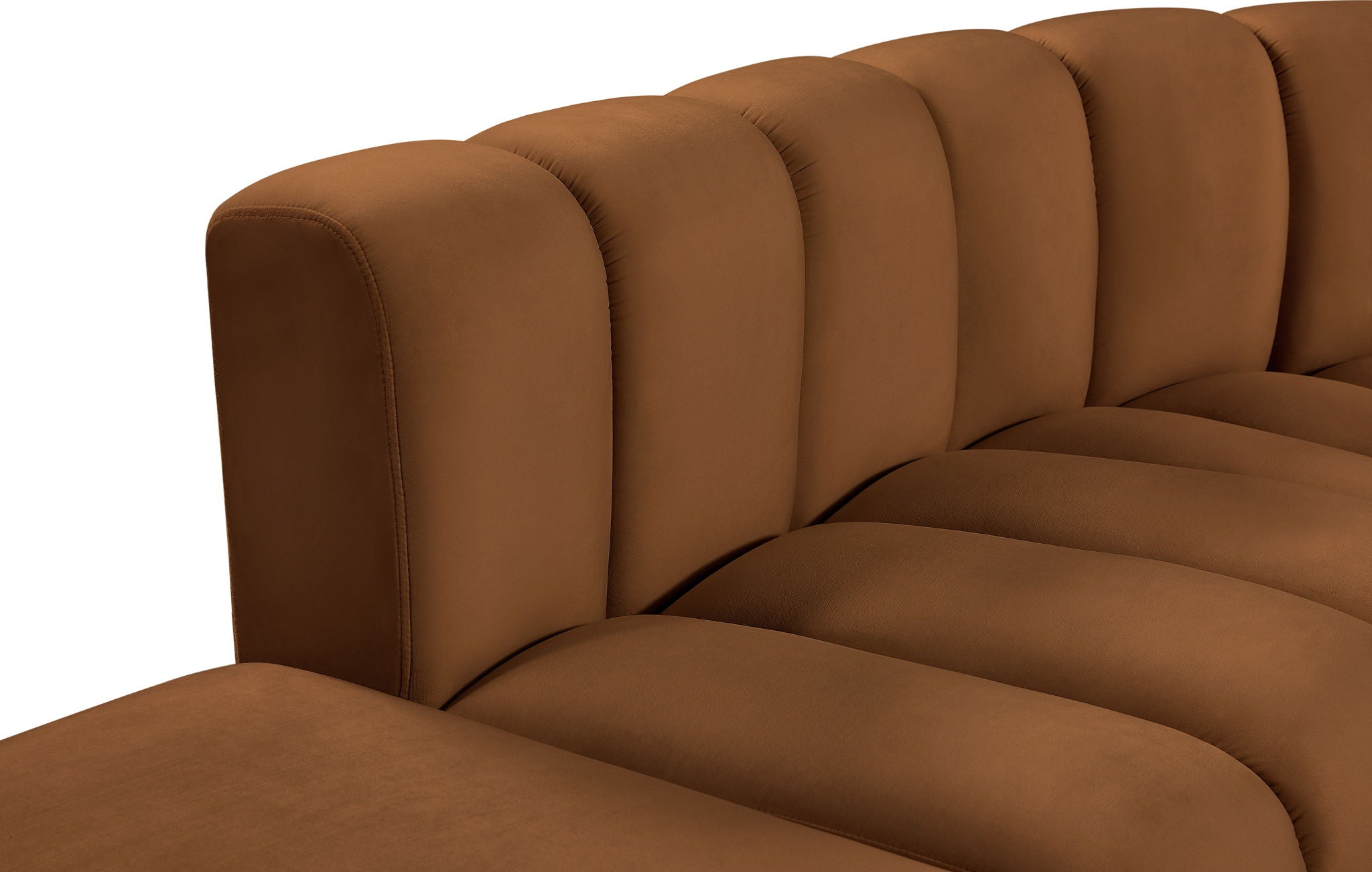 Arc - Velvet 5 Piece Corner Modular Sofa - Saddle