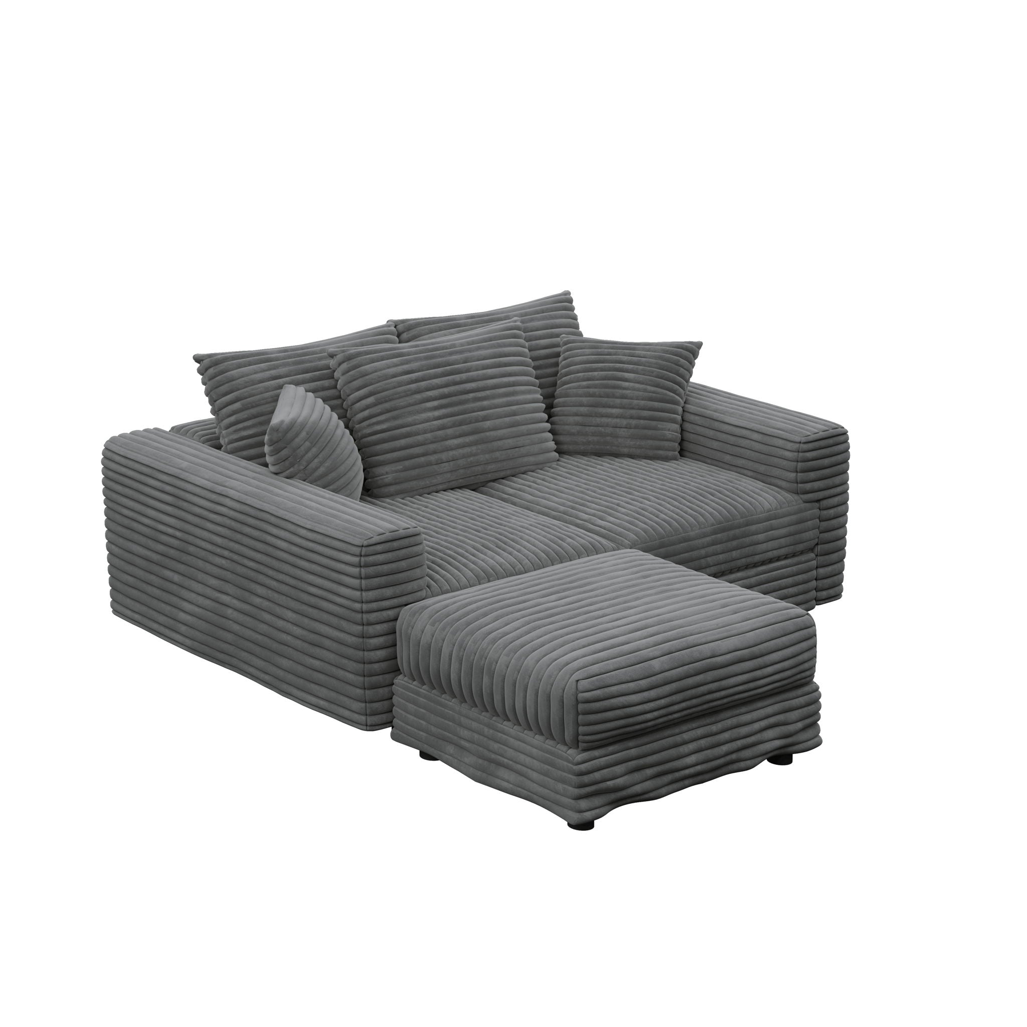 Convertible Deep Seat Sofa With Soft Pillows And Ottomans