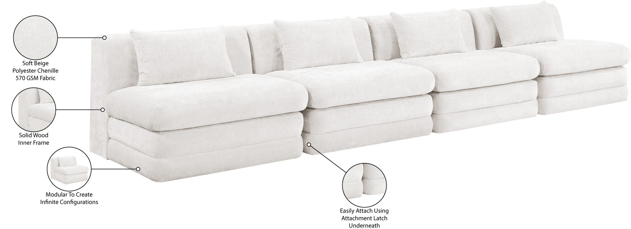 Stellar - 4 Piece Upholstered Modular Sectional