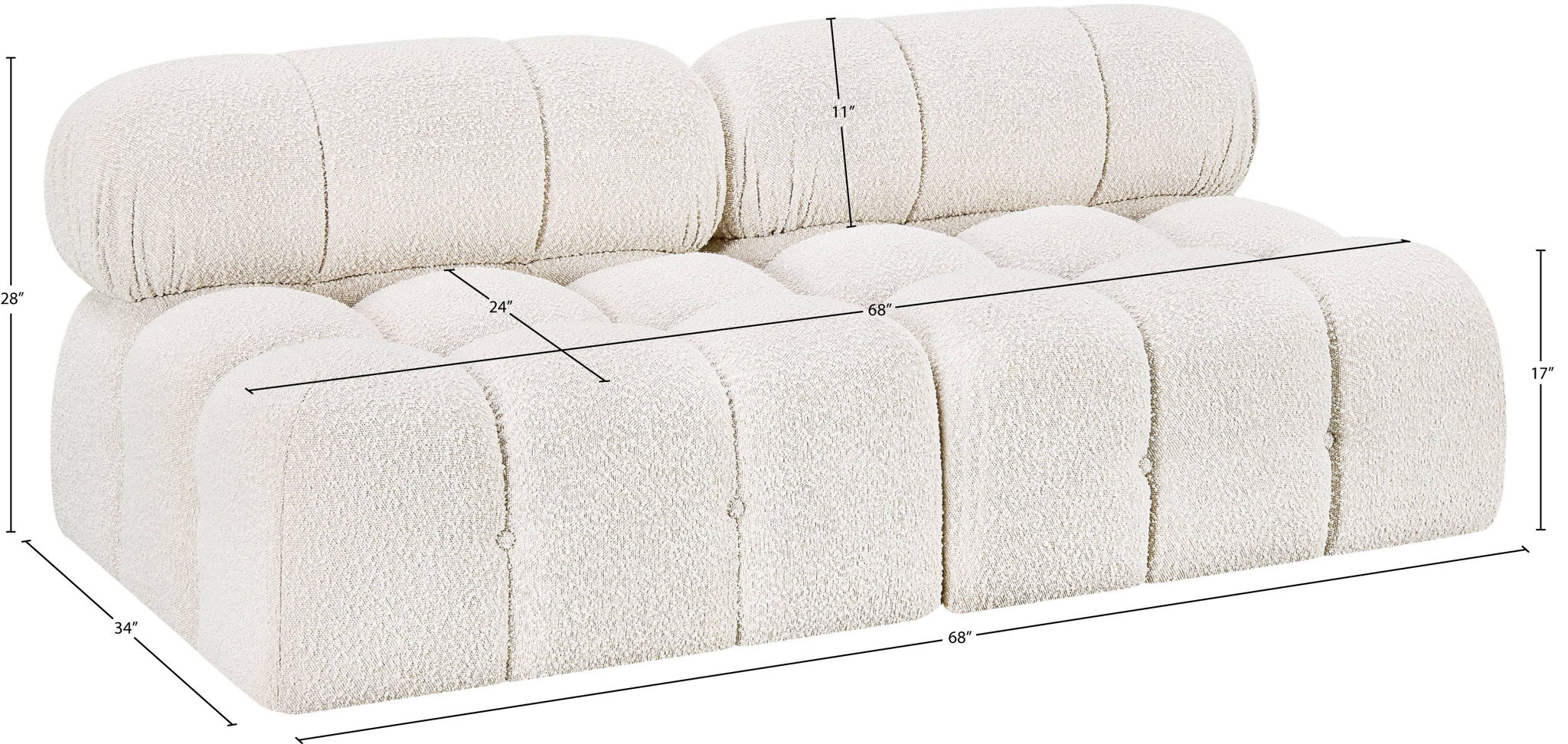 Ames - 2 Seat Modular Armless Sofa